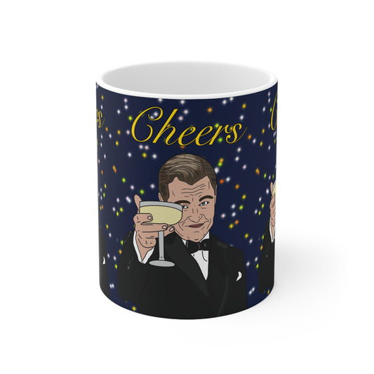 Cheers Party Mug — Leo Dicaprio Toast Design Coffee Cup