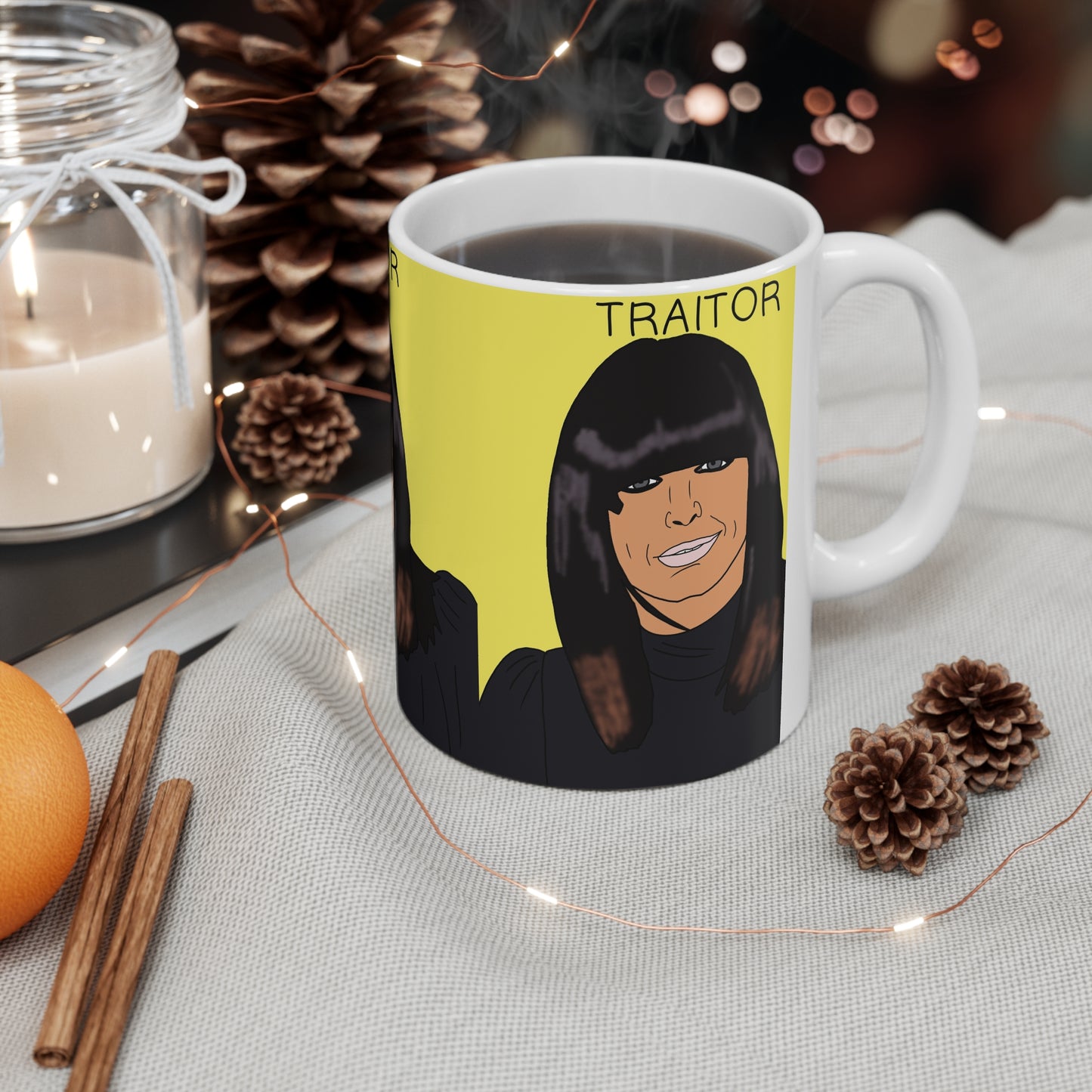 Ceramic Mug — Bold Portrait "Traitor" Claudia Winkleman Coffee Cup