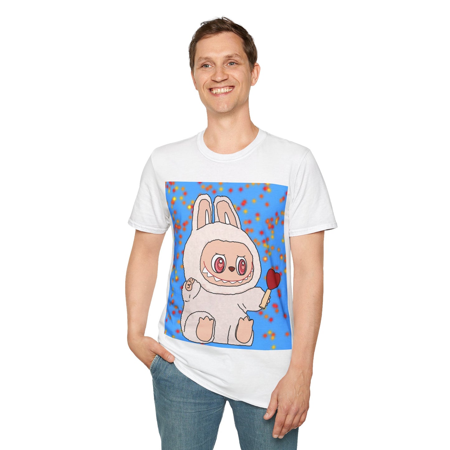 Cute Labubu T-Shirt — Character Holding Candy Heart