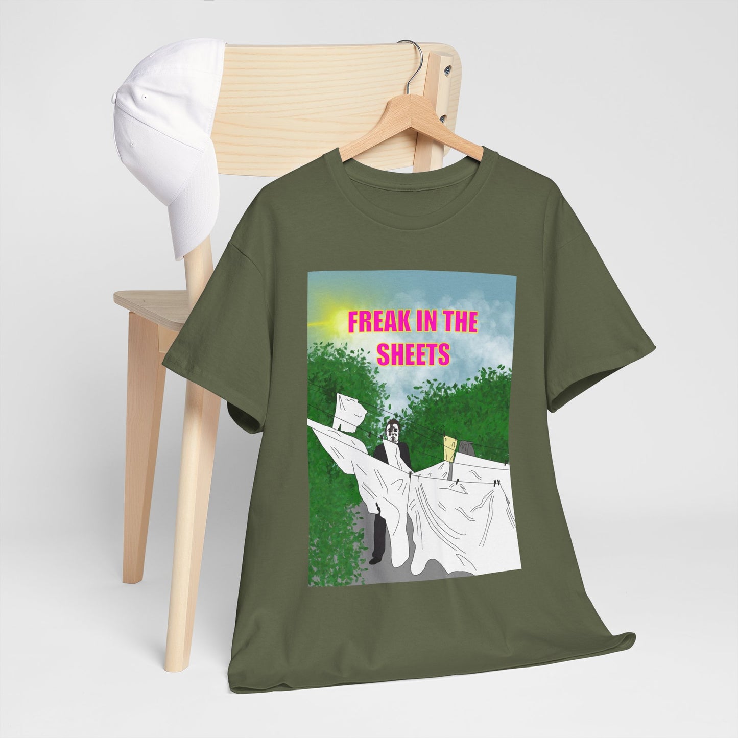 Graphic Tee — "Freak in the Sheets" Retro Ghost Design