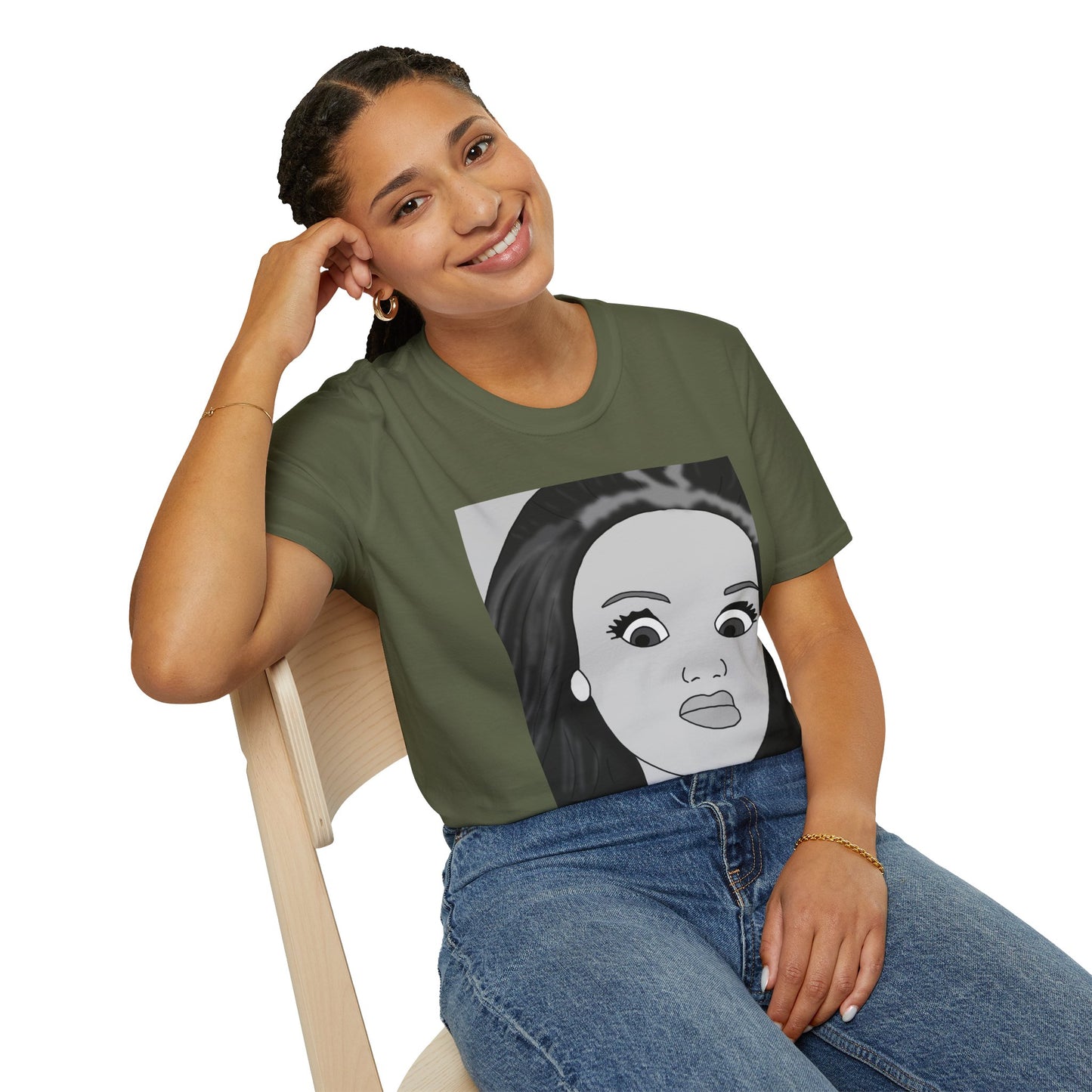 WTF Expression Portrait T-Shirt — Minimal Monochrome Face Art Tee