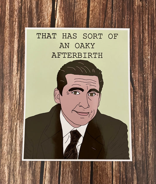 Michael Scott The Office Oaky Afterbirth Wine Sticker Labels
