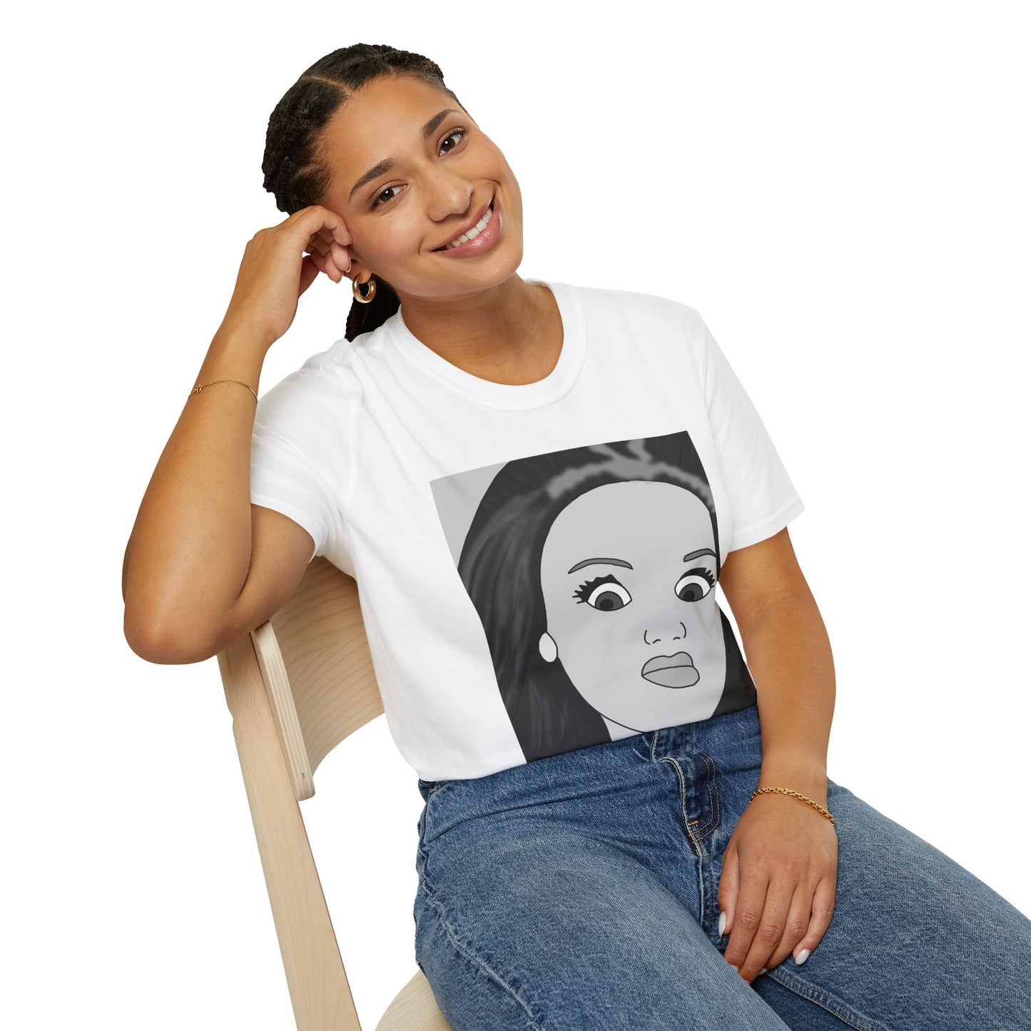 WTF Expression Portrait T-Shirt — Minimal Monochrome Face Art Tee