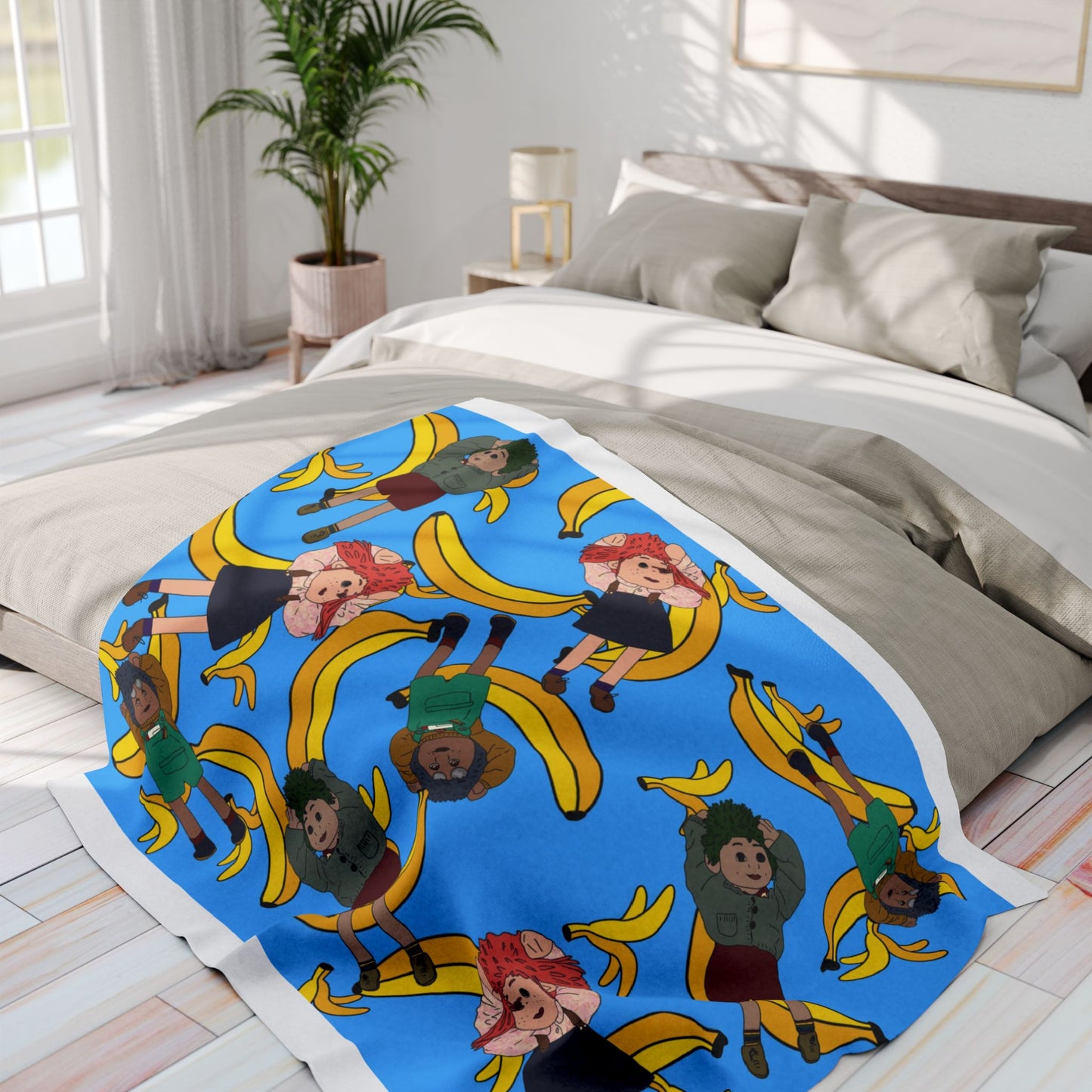 Banana Tots Fleece Blanket — Playful Cartoon Bananas