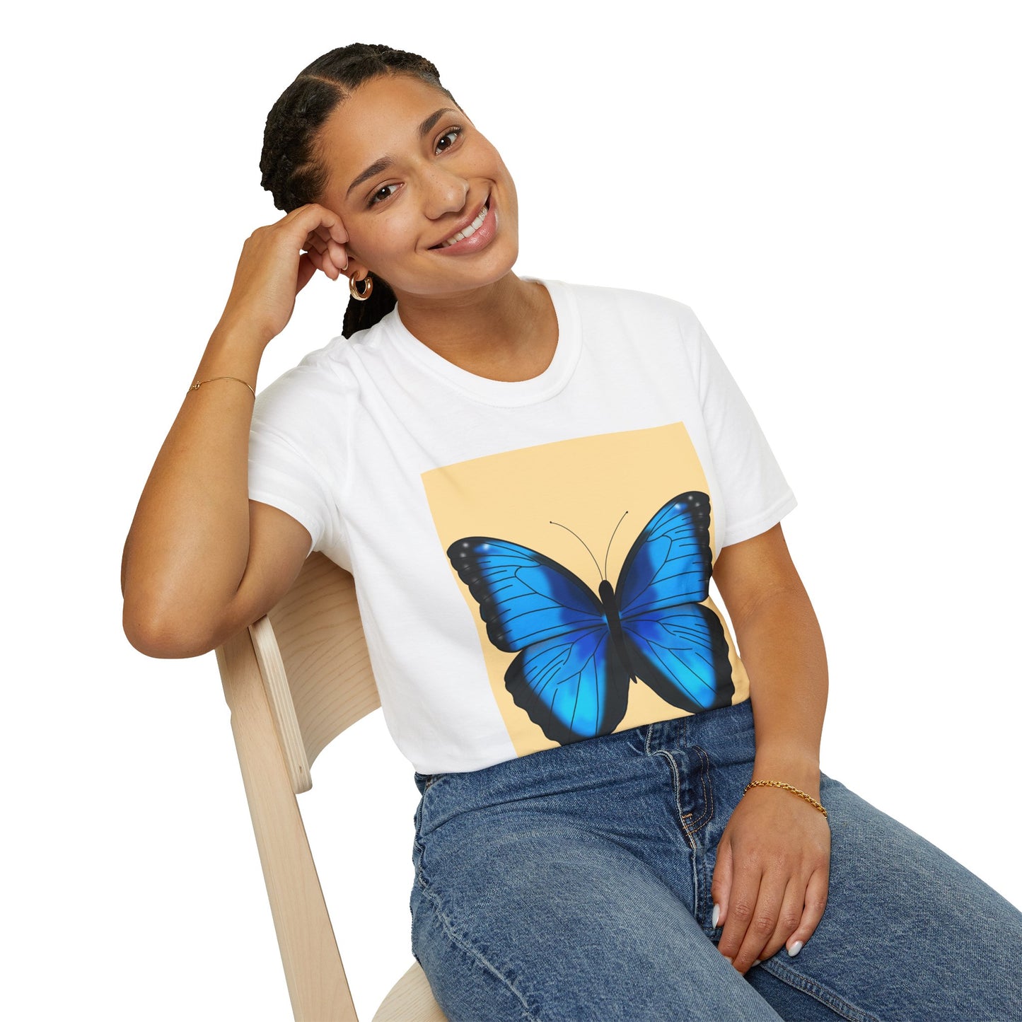 Blue Butterfly Graphic T-Shirt — Vibrant Nature Tee for Spring & Everyday Wear