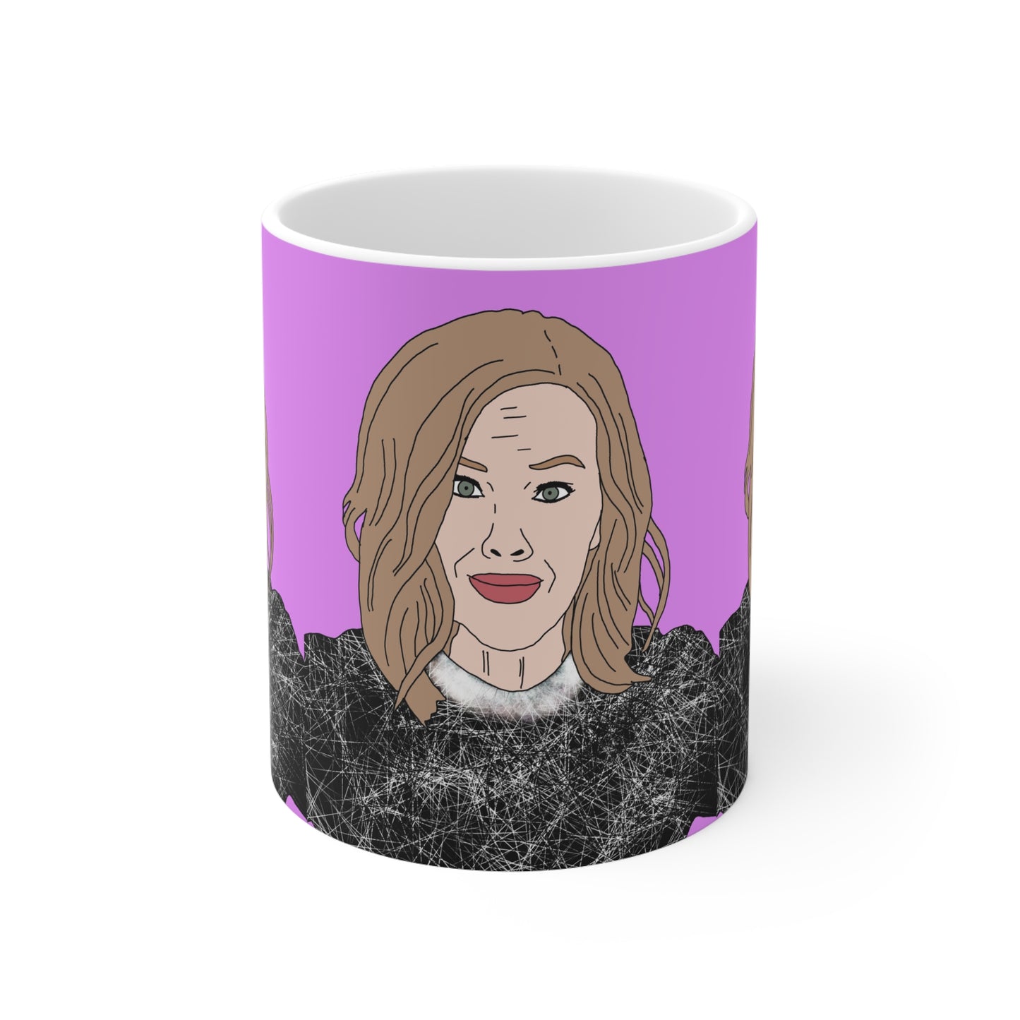Moira Rose Coffee Mug — Illustrated Woman on Pink Background