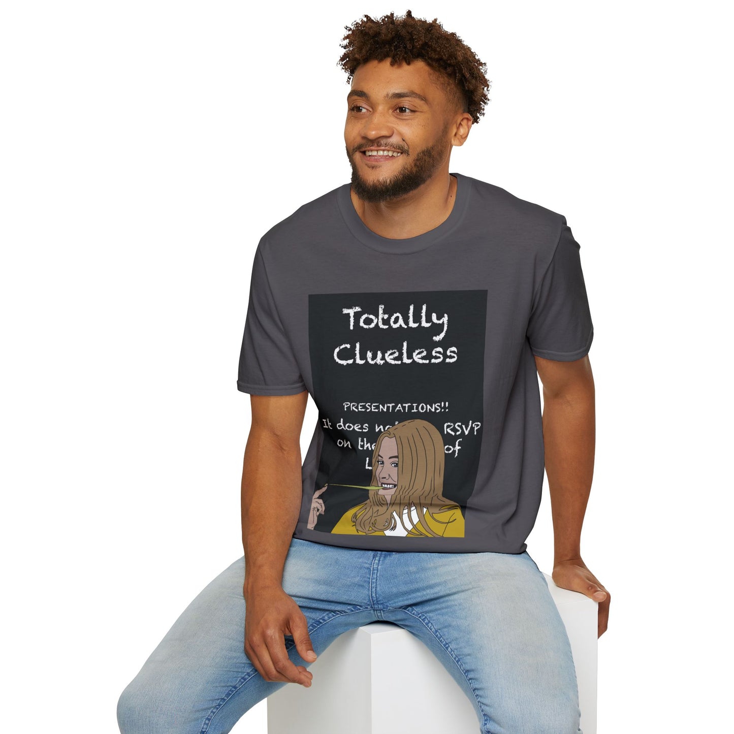 Totally Clueless Graphic T-Shirt — Funny Retro Chalkboard Illustration
