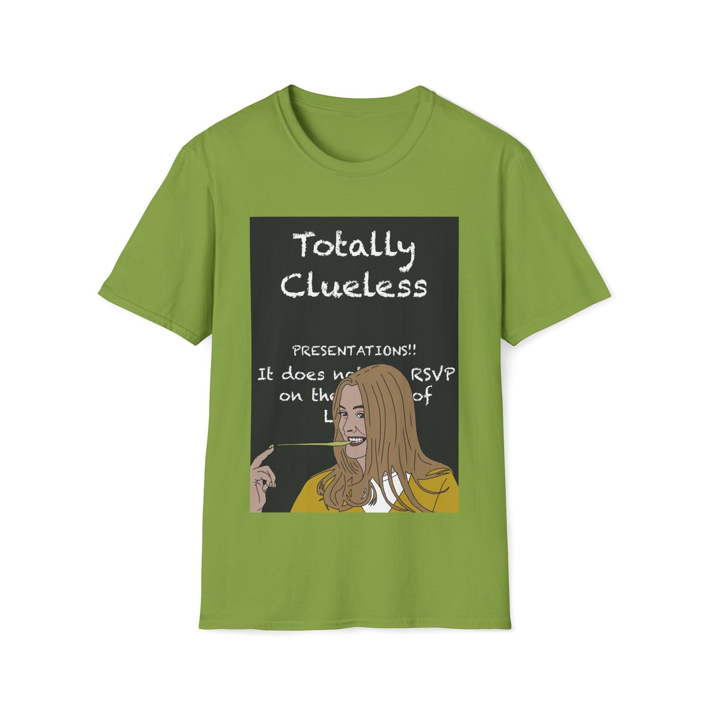 Totally Clueless Graphic T-Shirt — Funny Retro Chalkboard Illustration