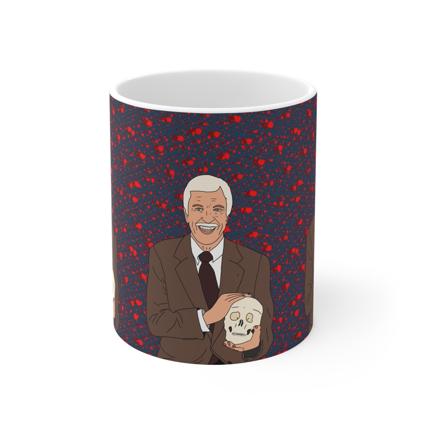 Dick Van Dyke Coffee Mug — Retro Gentleman with Skull Illustration, Quirky