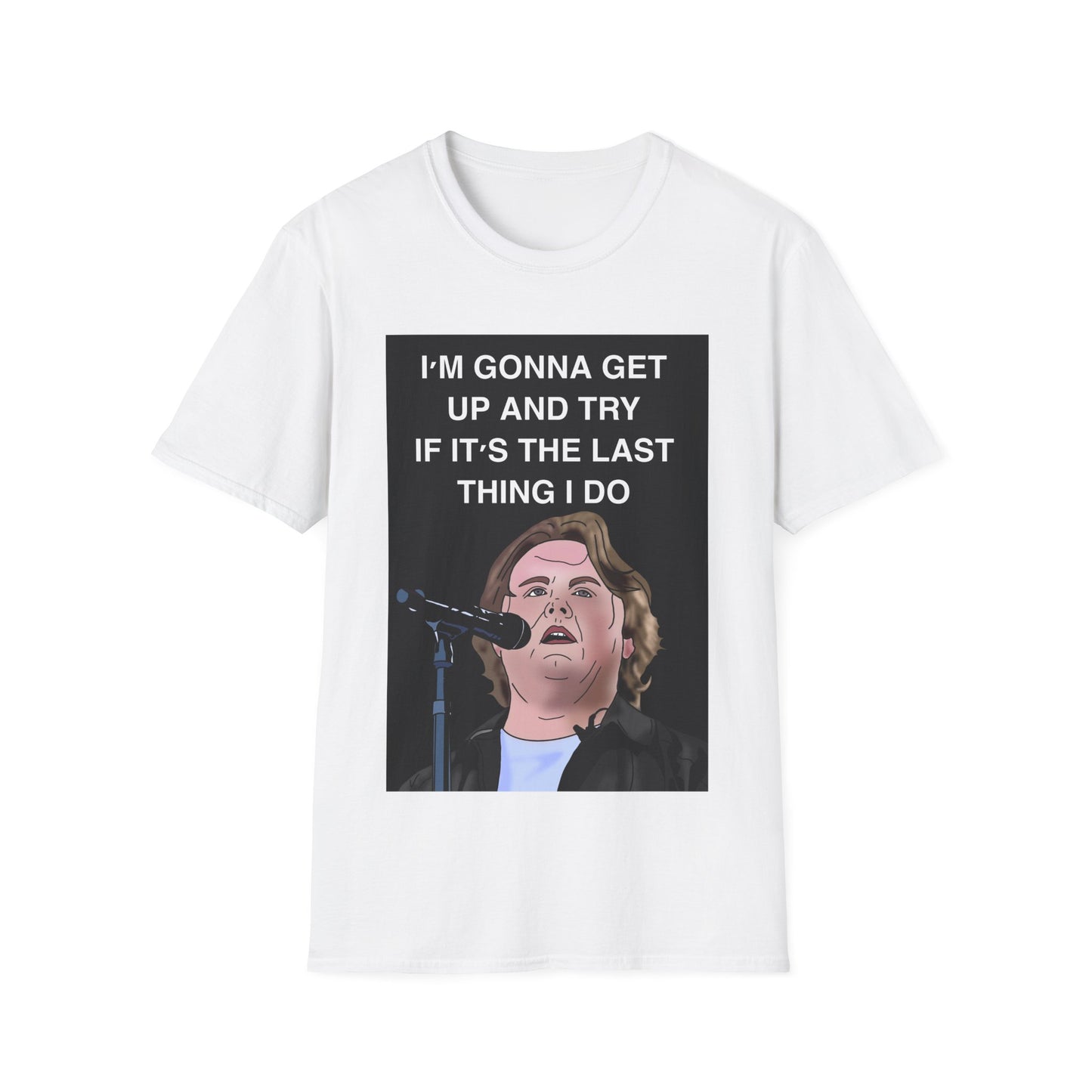 Lewis Capaldi Motivational Singer Portrait T-Shirt — "I'm Gonna Get Up and Try" Inspirational Music Tee