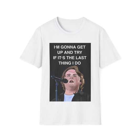 Lewis Capaldi Motivational Singer Portrait T-Shirt — "I'm Gonna Get Up and Try" Inspirational Music Tee