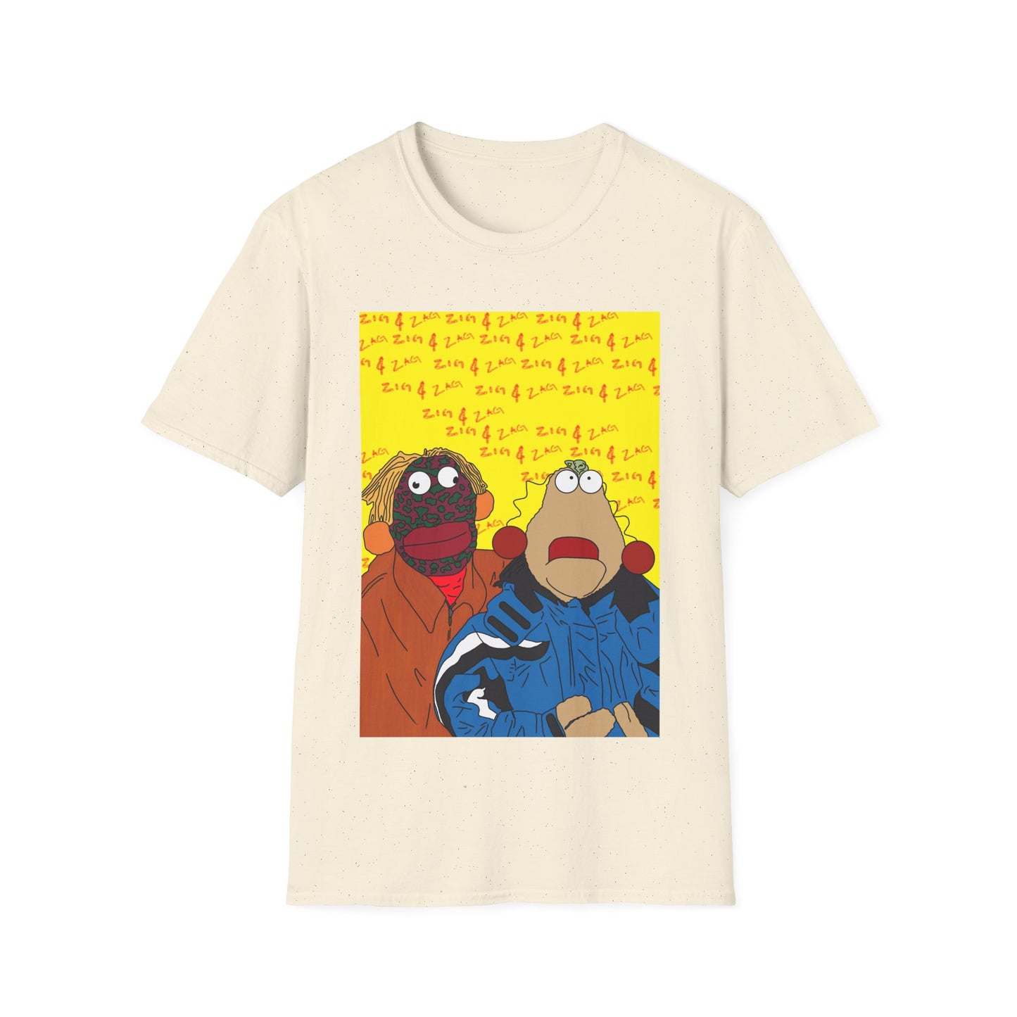 Zig & Zag 90s Graphic T-Shirt — Colorful Puppet Duo Pop Art Tee