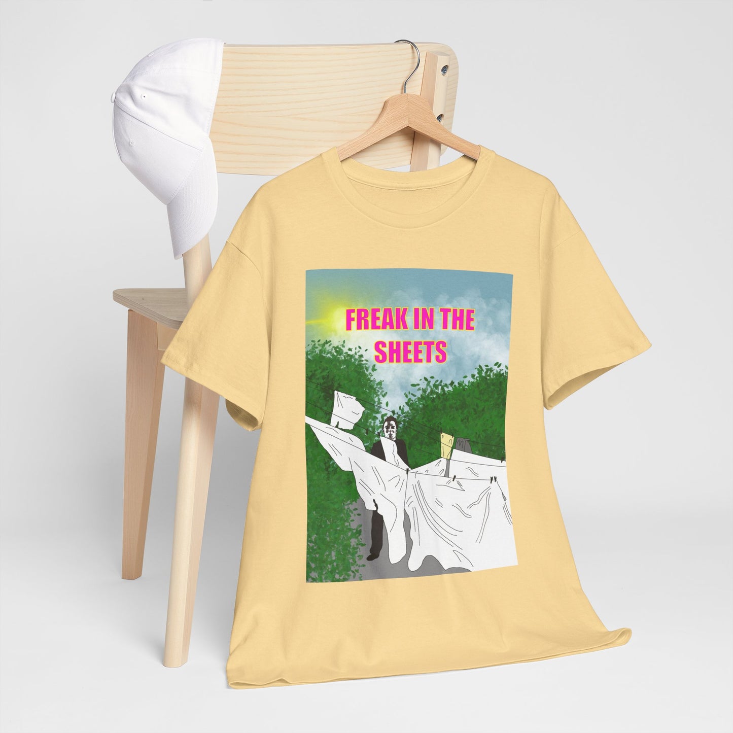 Graphic Tee — "Freak in the Sheets" Retro Ghost Design