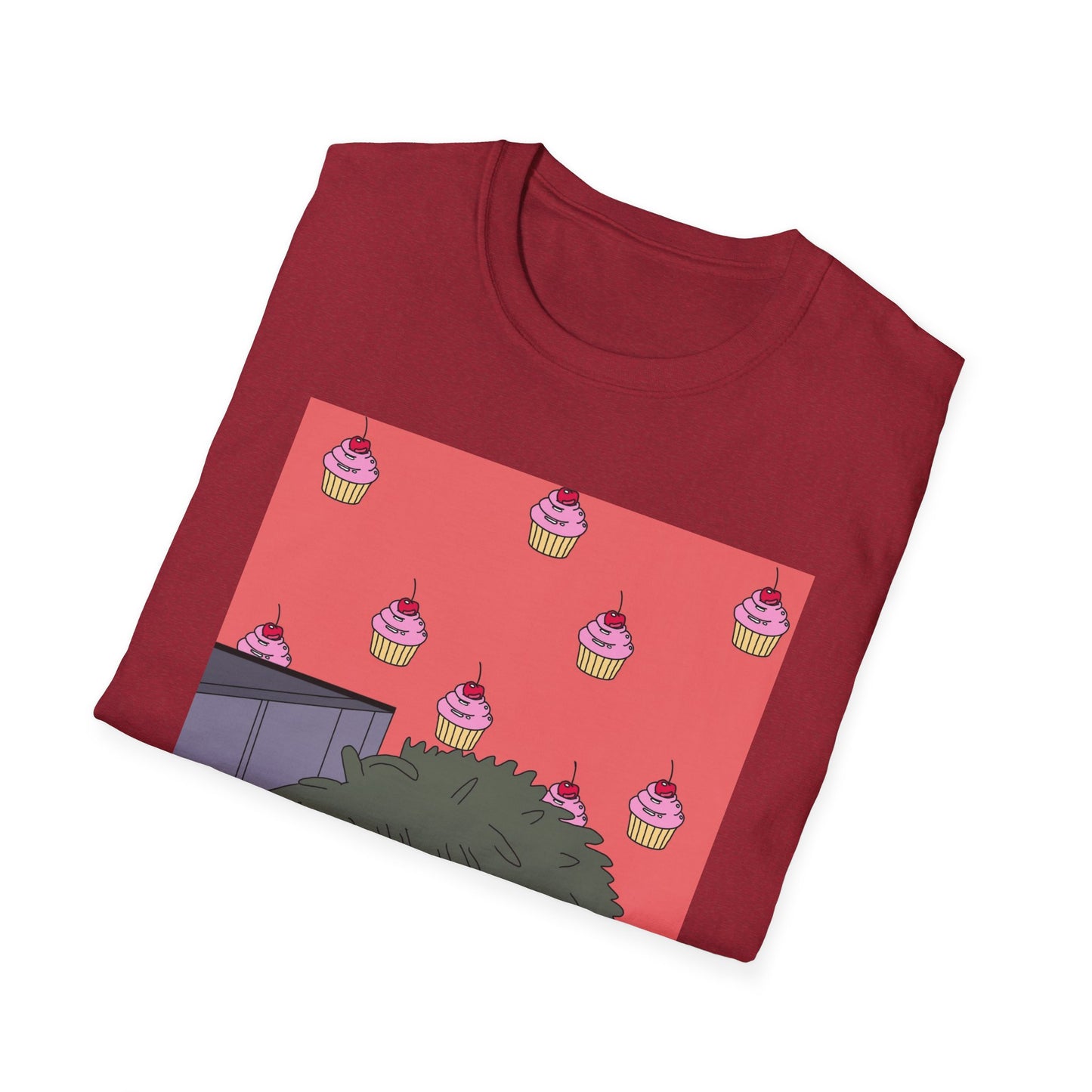 Cute Tiny Cake Character T-Shirt — Playful Cupcake Pattern Tee