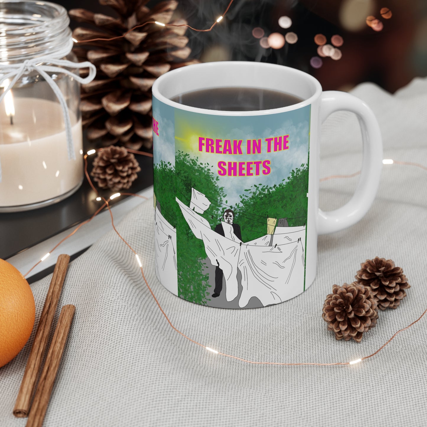 Coffee Mug — "Freak in the Sheets" Funny Vintage Laundry Humor Ceramic Mug