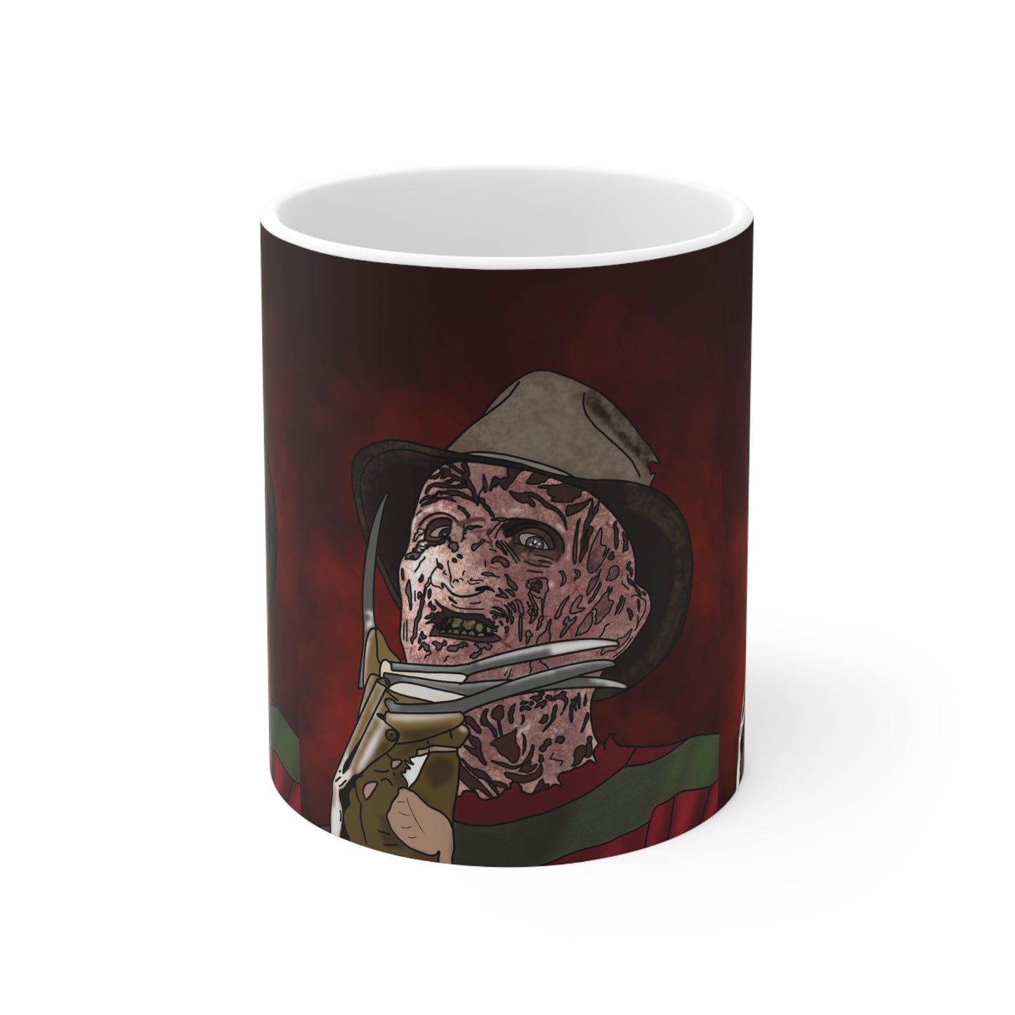 Freddie Krueger Horror Movie Villain Ceramic Mug — Scary Freddy-Inspired Design,