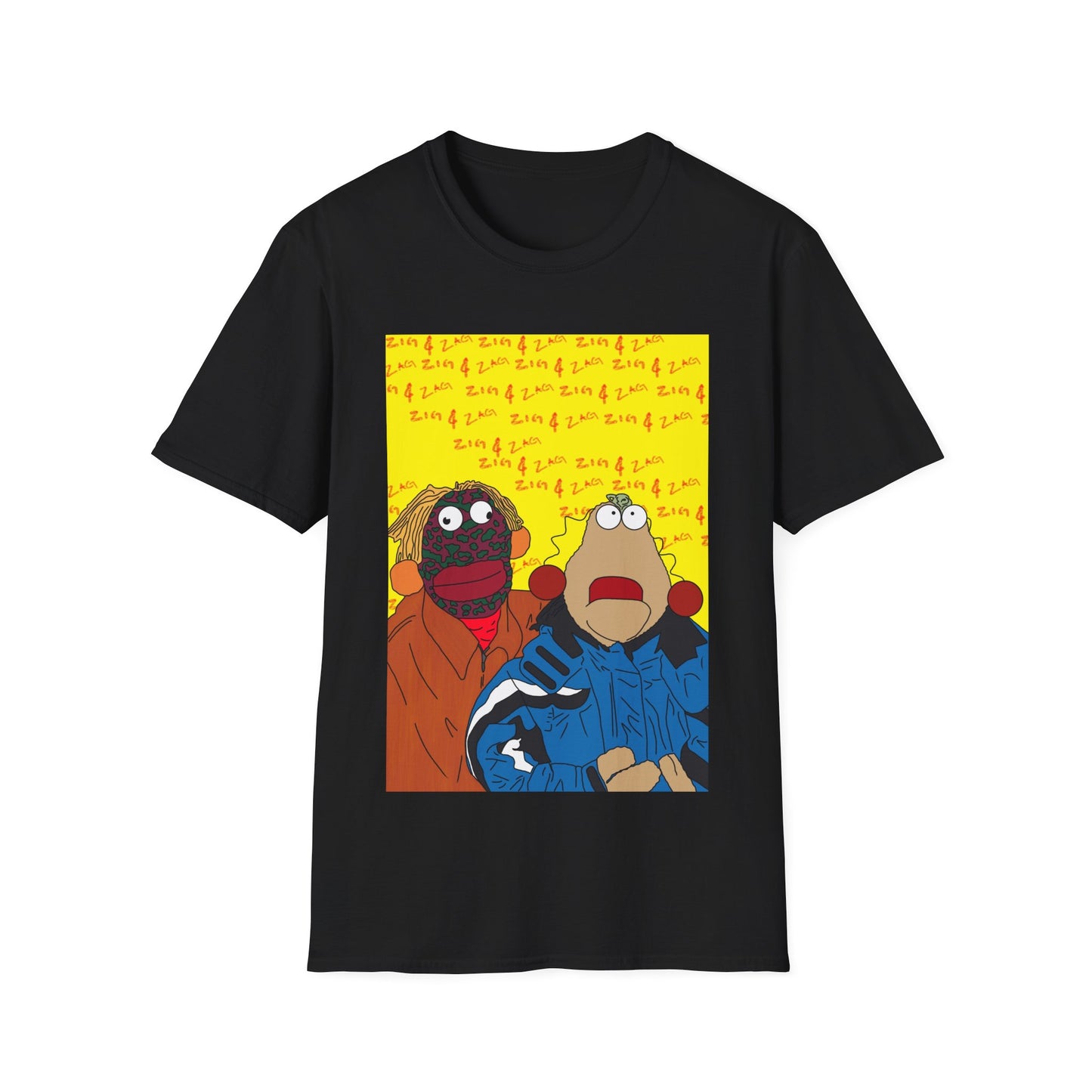 Zig & Zag 90s Graphic T-Shirt — Colorful Puppet Duo Pop Art Tee