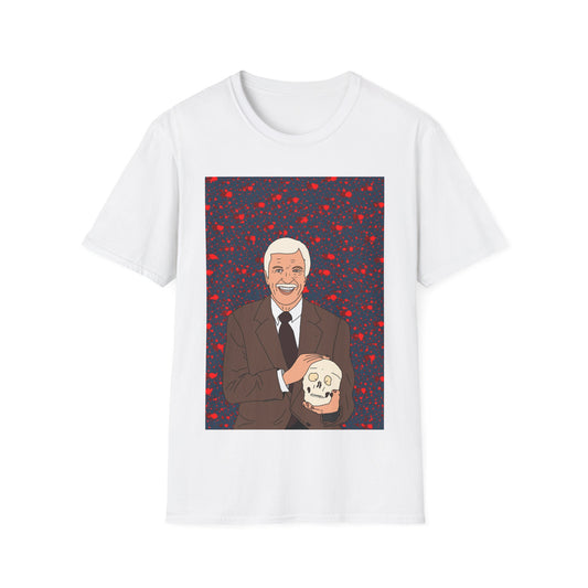 Dick Van Dyke Diagnosis Murder Graphic T-Shirt — Vintage Host Portrait with Skull Illustration