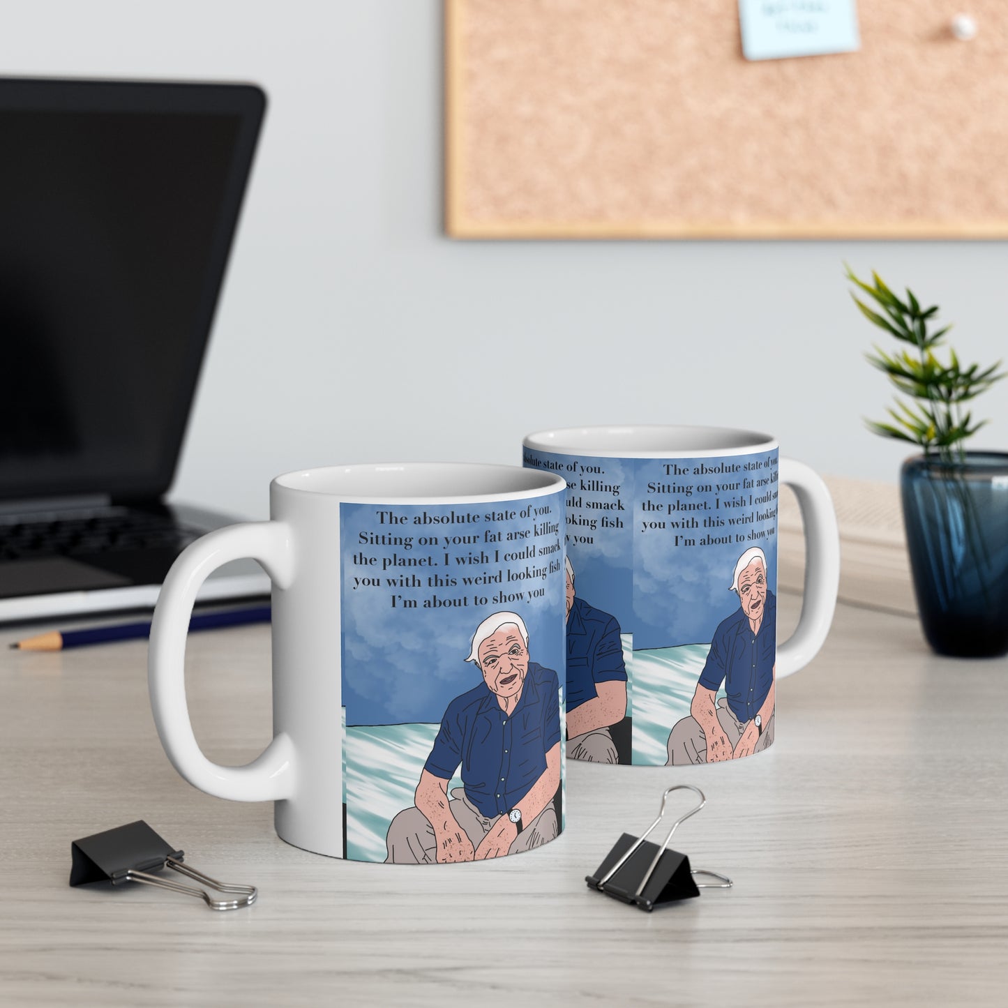 Funny David Attenborough Beach Quote Ceramic Mug