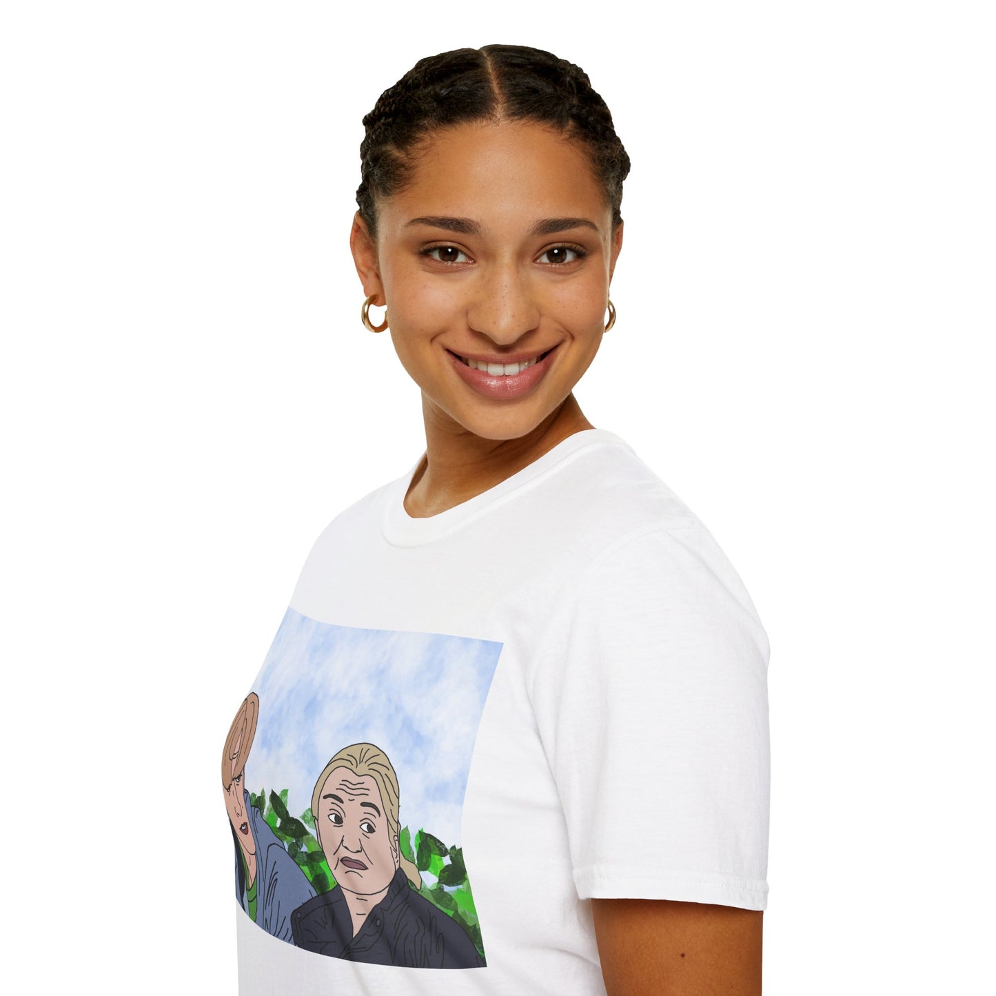 This Country Kurtan & Kerry Mucklowe T-Shirt — Illustrated Two-Person Portrait Tee (Casual Graphic Art)
