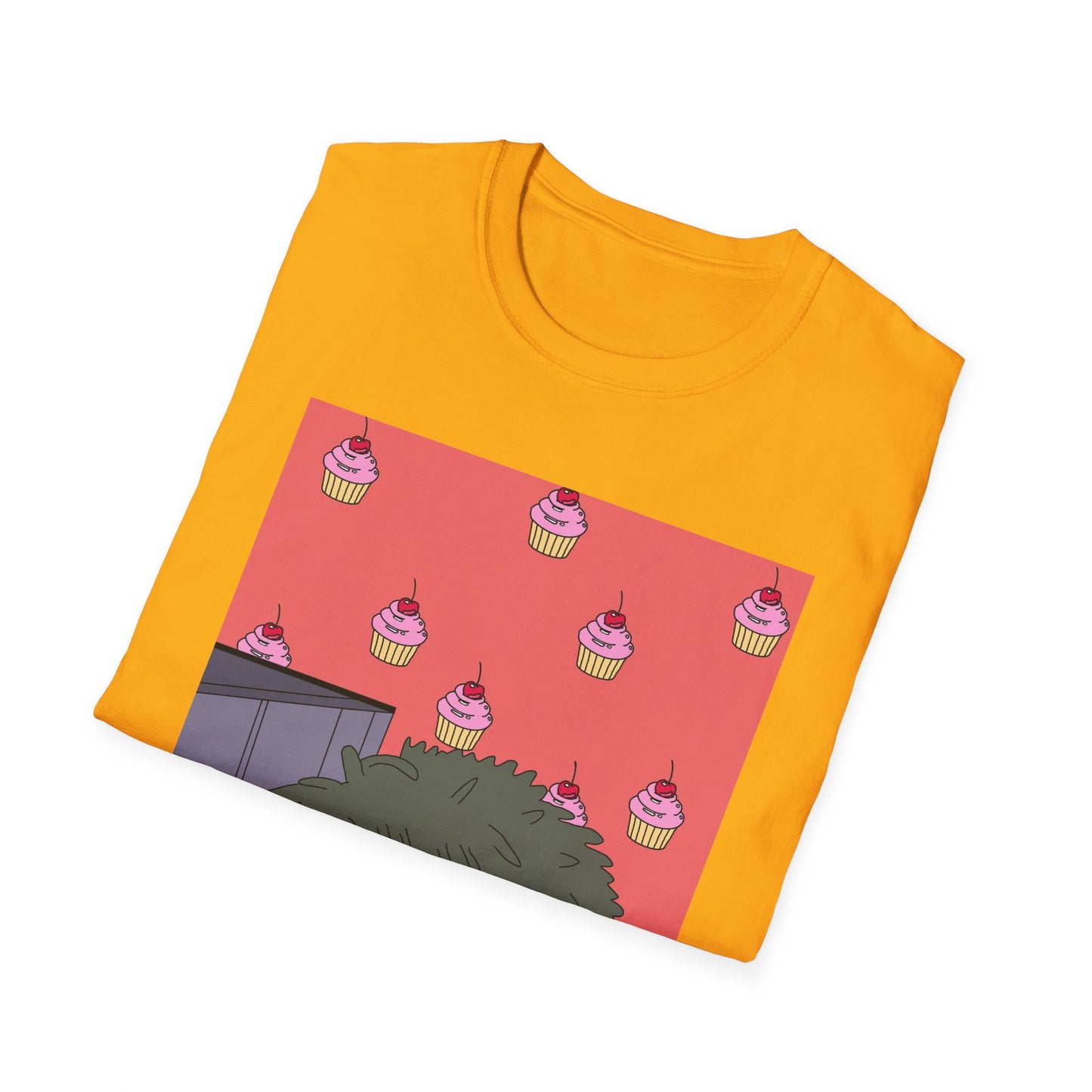 Cute Tiny Cake Character T-Shirt — Playful Cupcake Pattern Tee