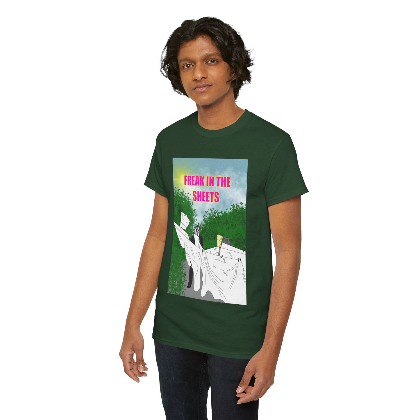 Graphic Tee — "Freak in the Sheets" Retro Ghost Design