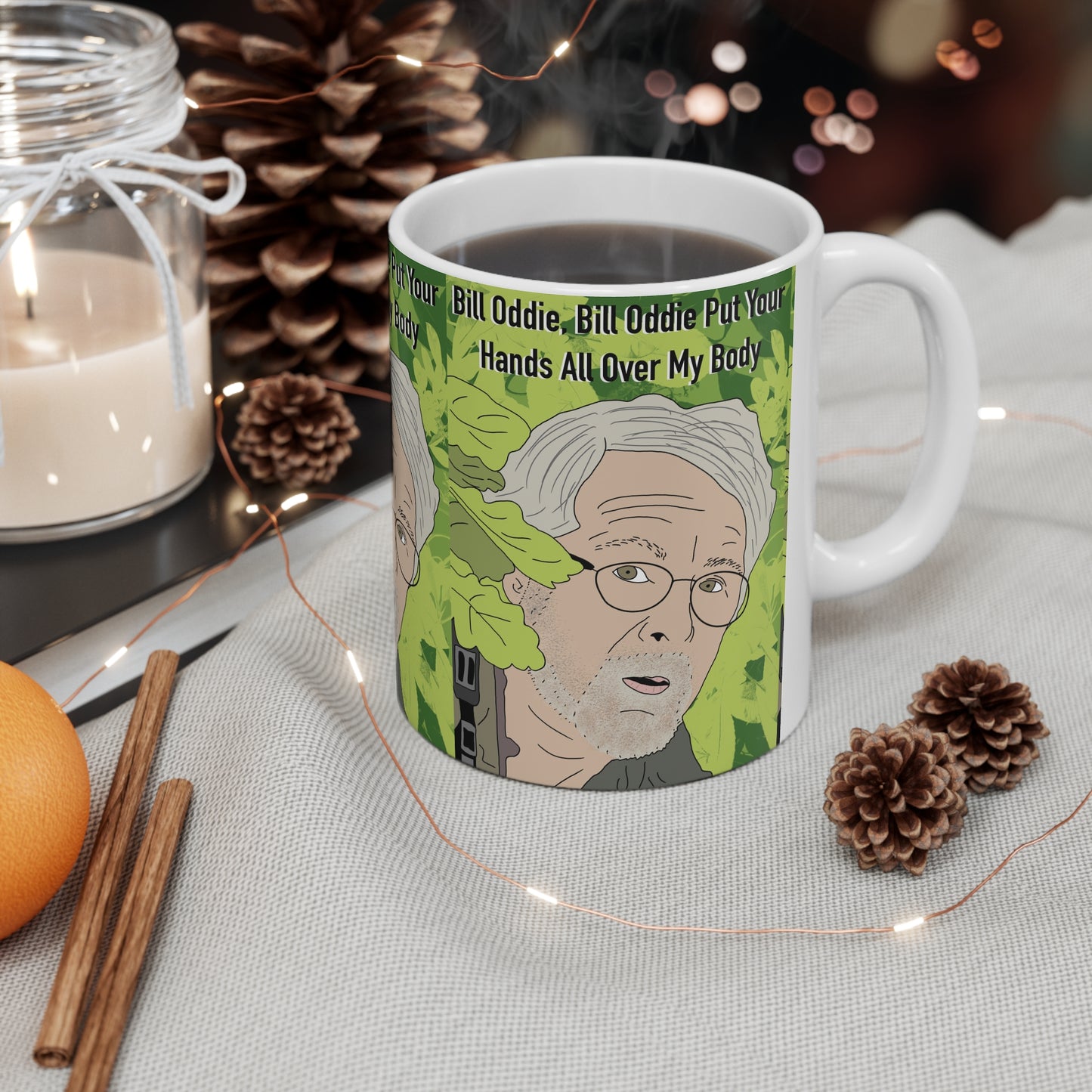 Novelty Ceramic Coffee Mug – 'Bill Oddie Put Your Hands All Over My Body'