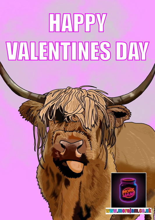 Valentine’s Day Card Highland Cow
