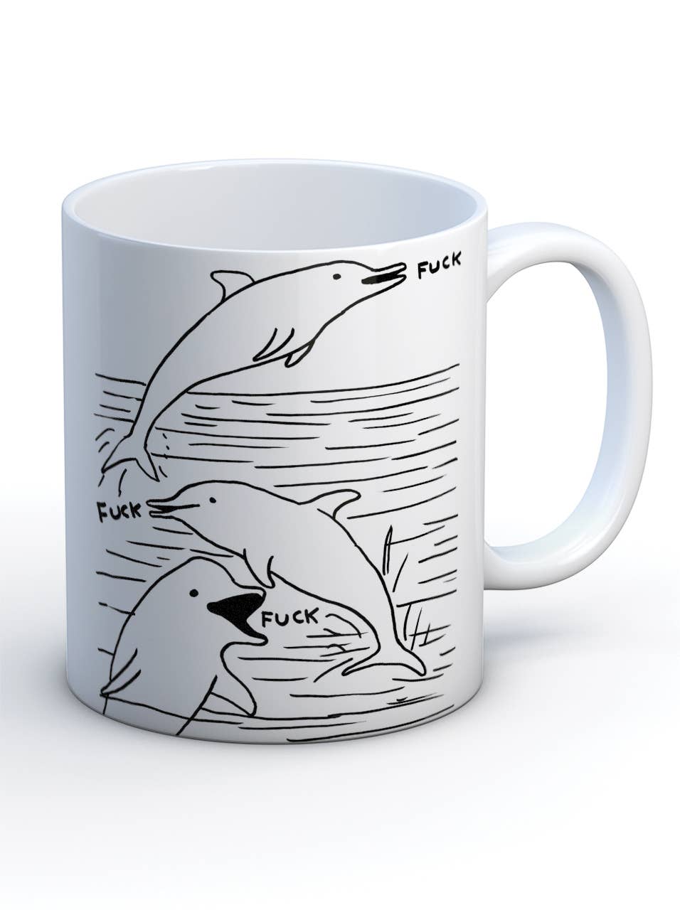 Funny Gift David Shrigley Mug - Dolphin Fuck