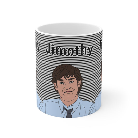 Jimothy The Office US Ceramic Mug — Retro Striped Illustration Coffee Cup