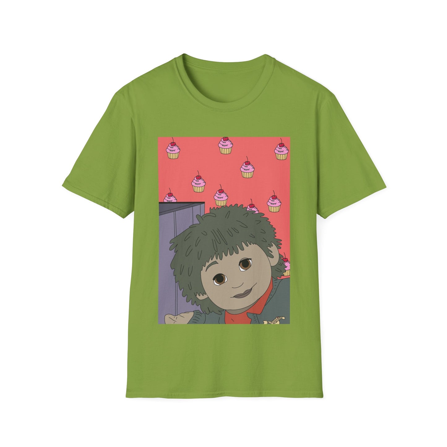 Cute Tiny Cake Character T-Shirt — Playful Cupcake Pattern Tee
