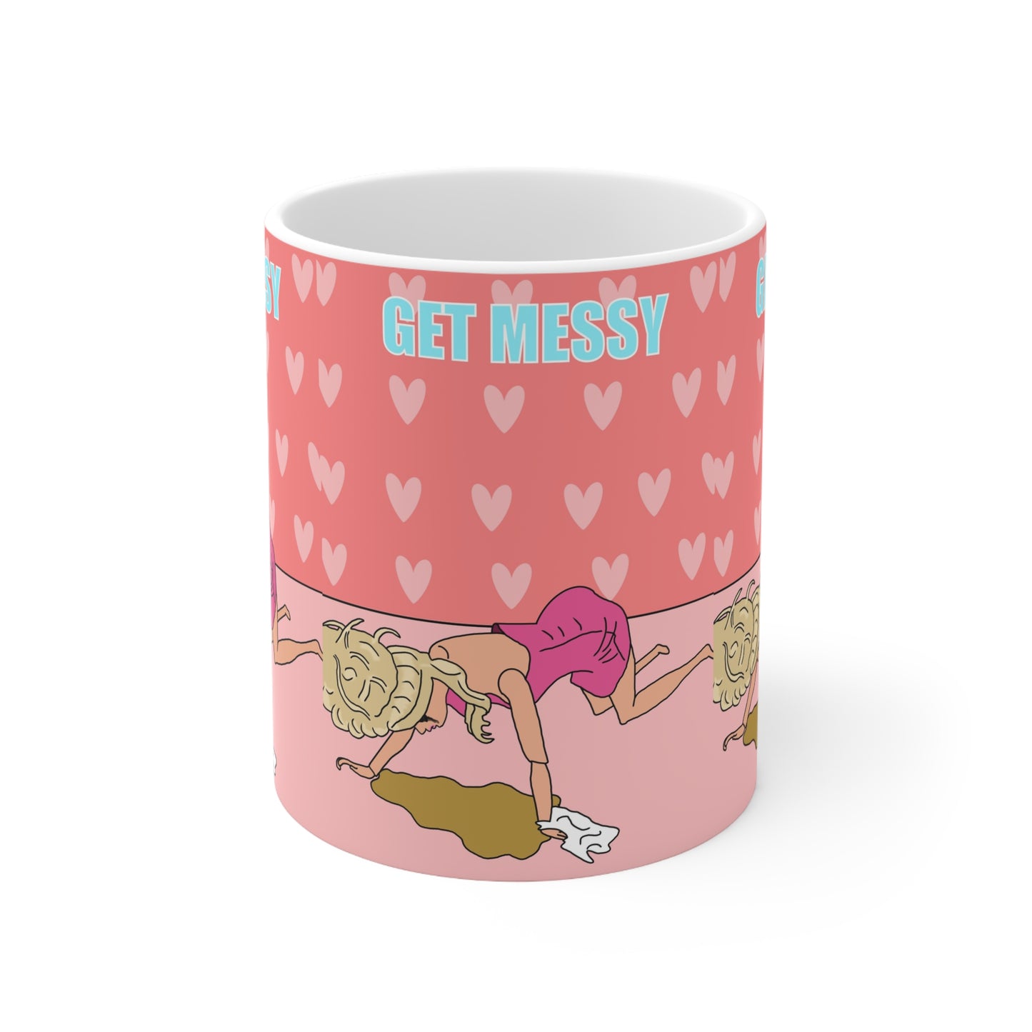 Get Messy Coffee Mug — Funny Pink Hen Doo Mug