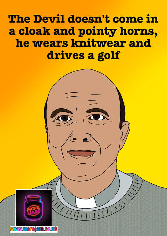 The Devil Wears Knitwear And Drives A Golf | Funny The Vicar This Country Card