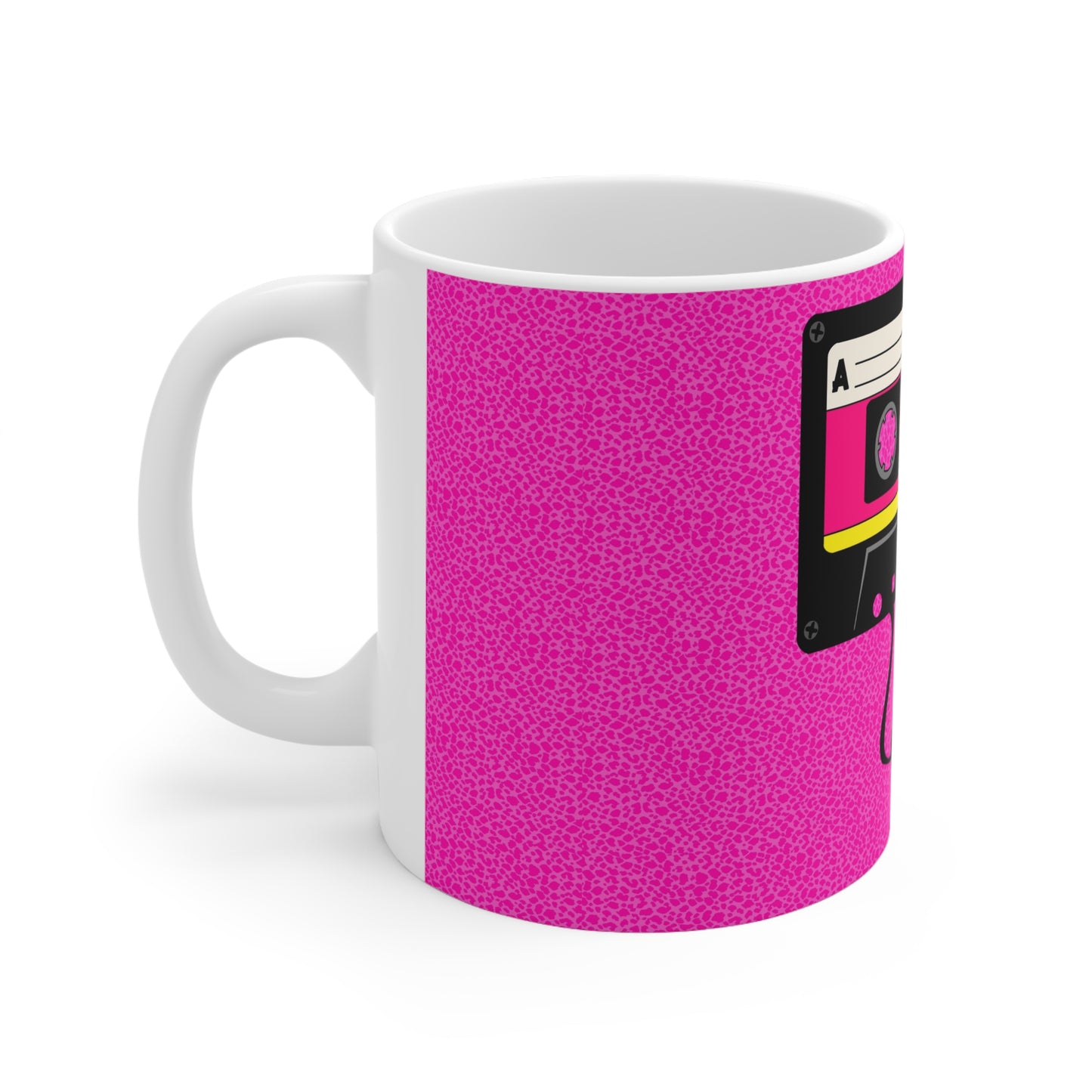 Retro Cassette Coffee Mug — Pink 80s Tape Ceramic Mug