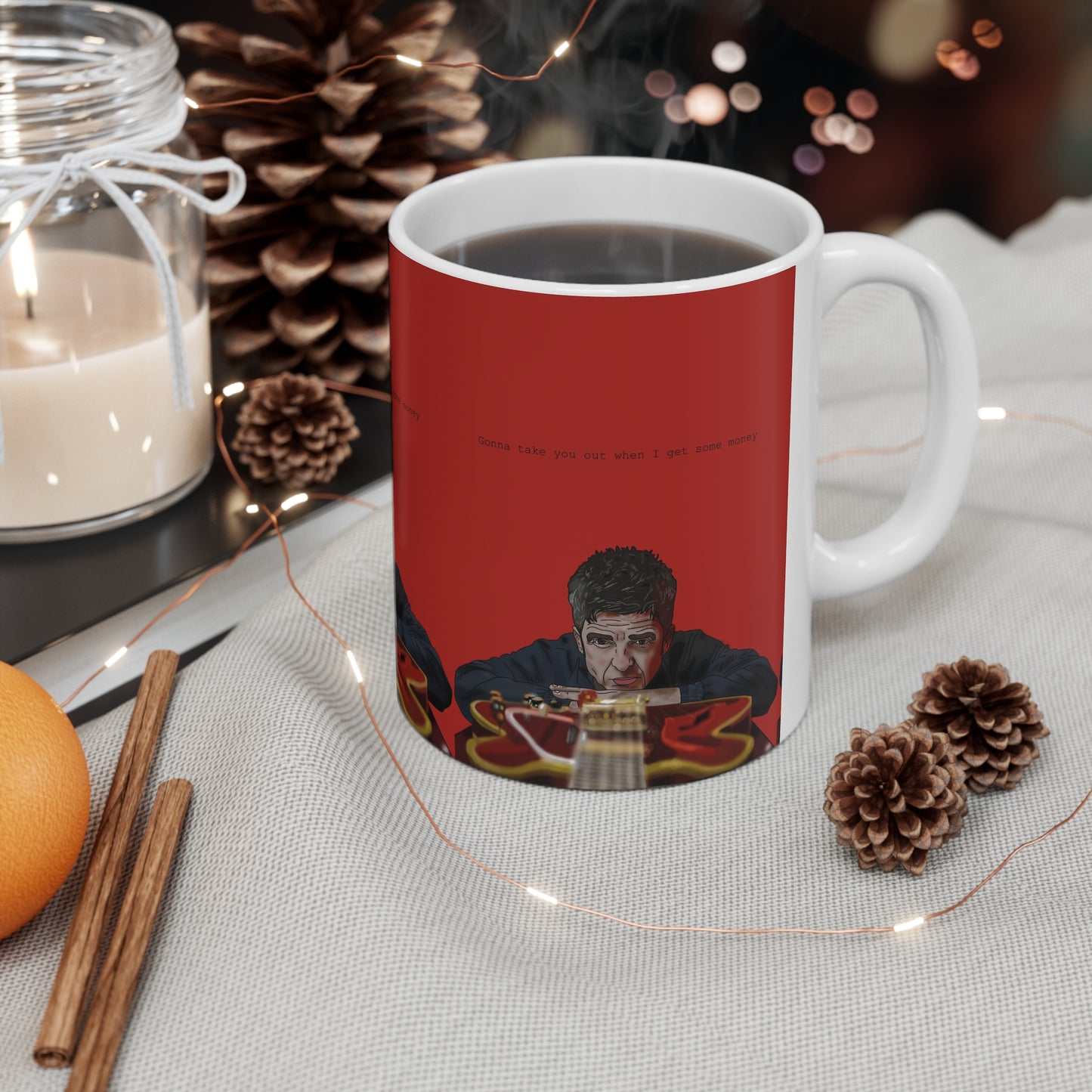Noel Gallagher Dead In The Water Guitar Portrait Coffee Mug — Ceramic