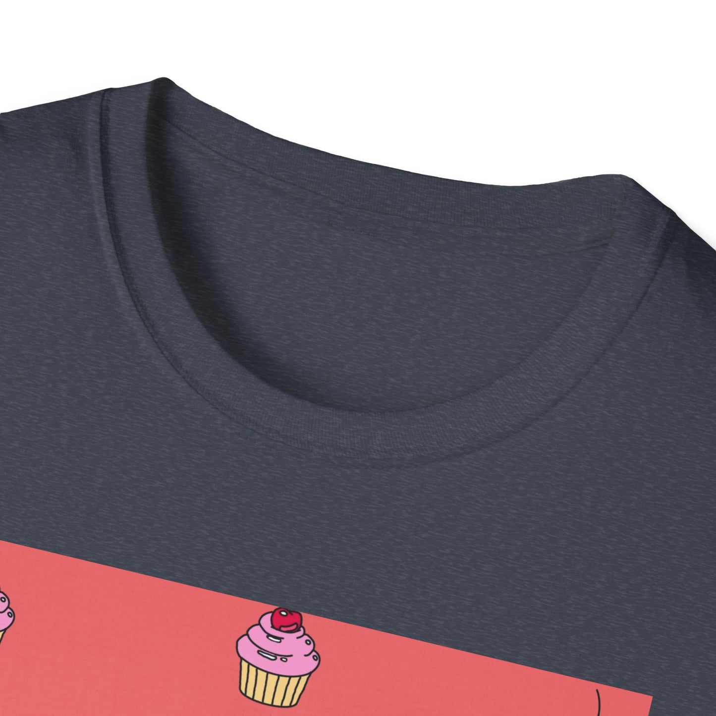 Cute Tiny Cake Character T-Shirt — Playful Cupcake Pattern Tee