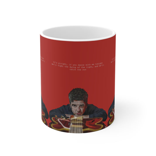 Noel Gallagher Dying Of The Light Coffee Mug — Guitarist Portrait with Lyrics