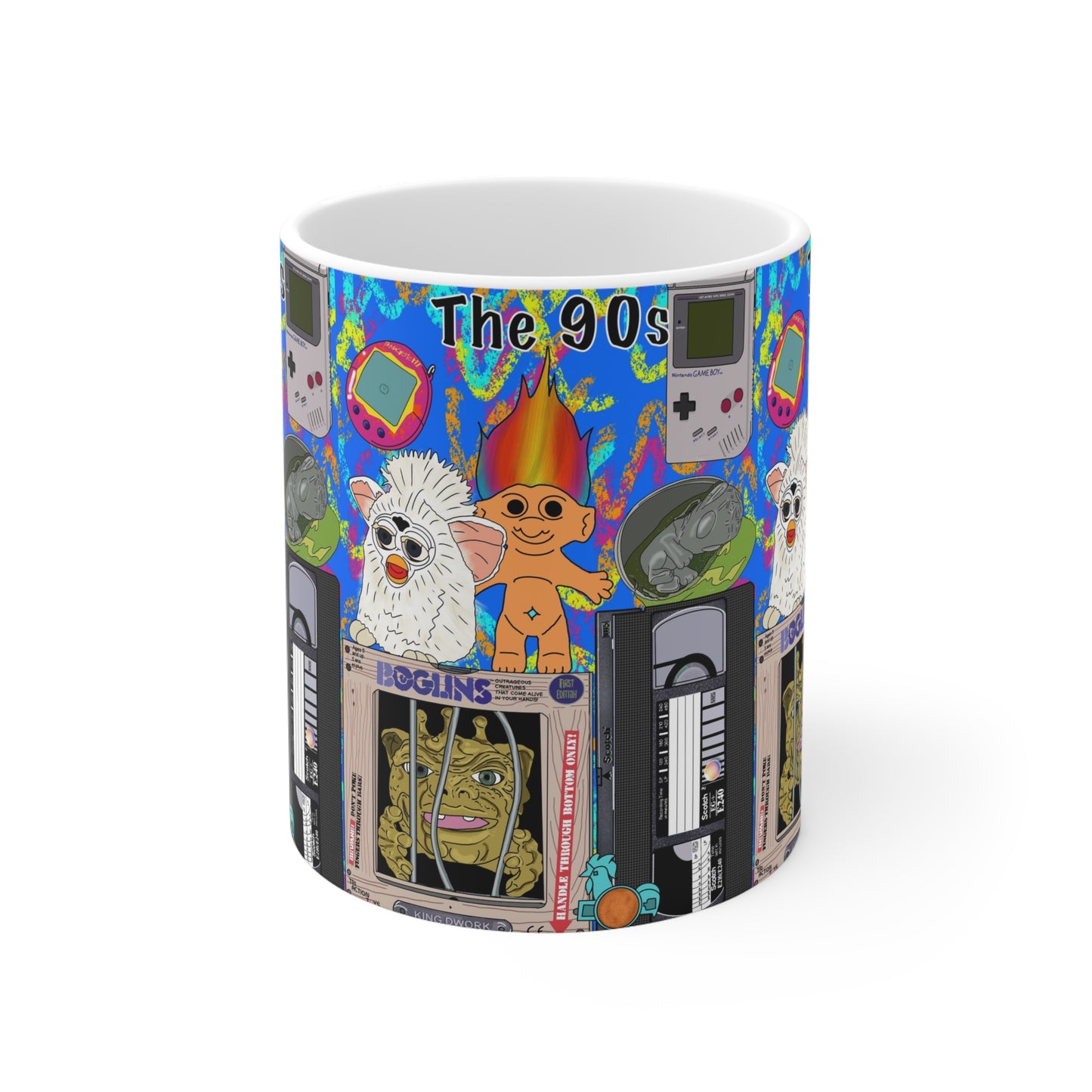 90s Nostalgia Mug — Retro Toys & Icons Ceramic Coffee Cup