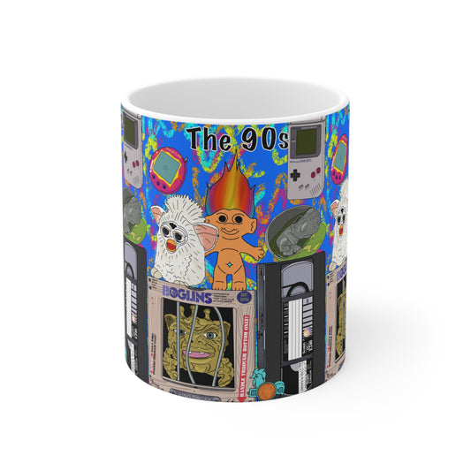 90s Nostalgia Mug — Retro Toys & Icons Ceramic Coffee Cup