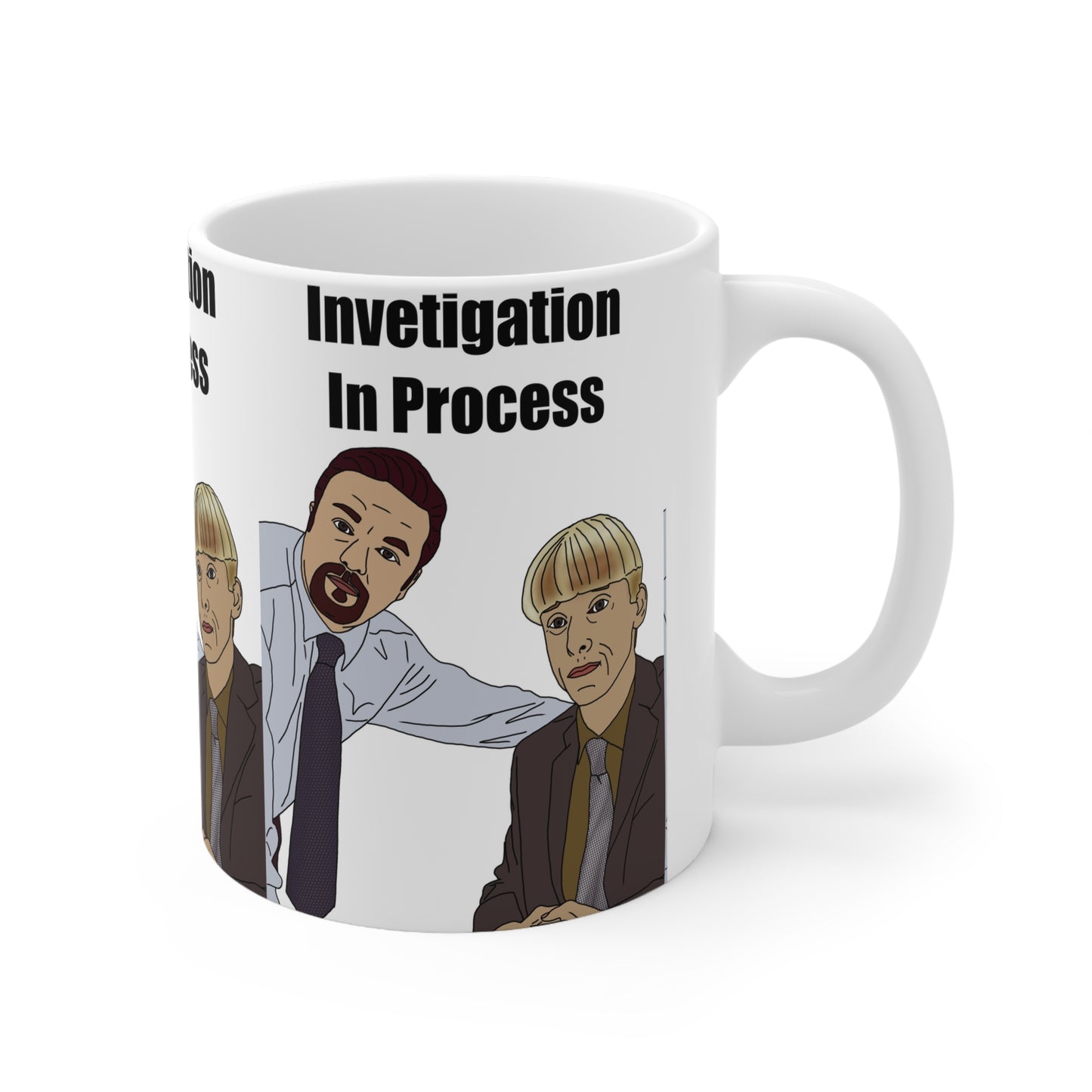 Gareth Keenan & David Brent Investigation In Process Coffee Mug — Funny Detective Office Ceramic Mug (11oz/15oz)