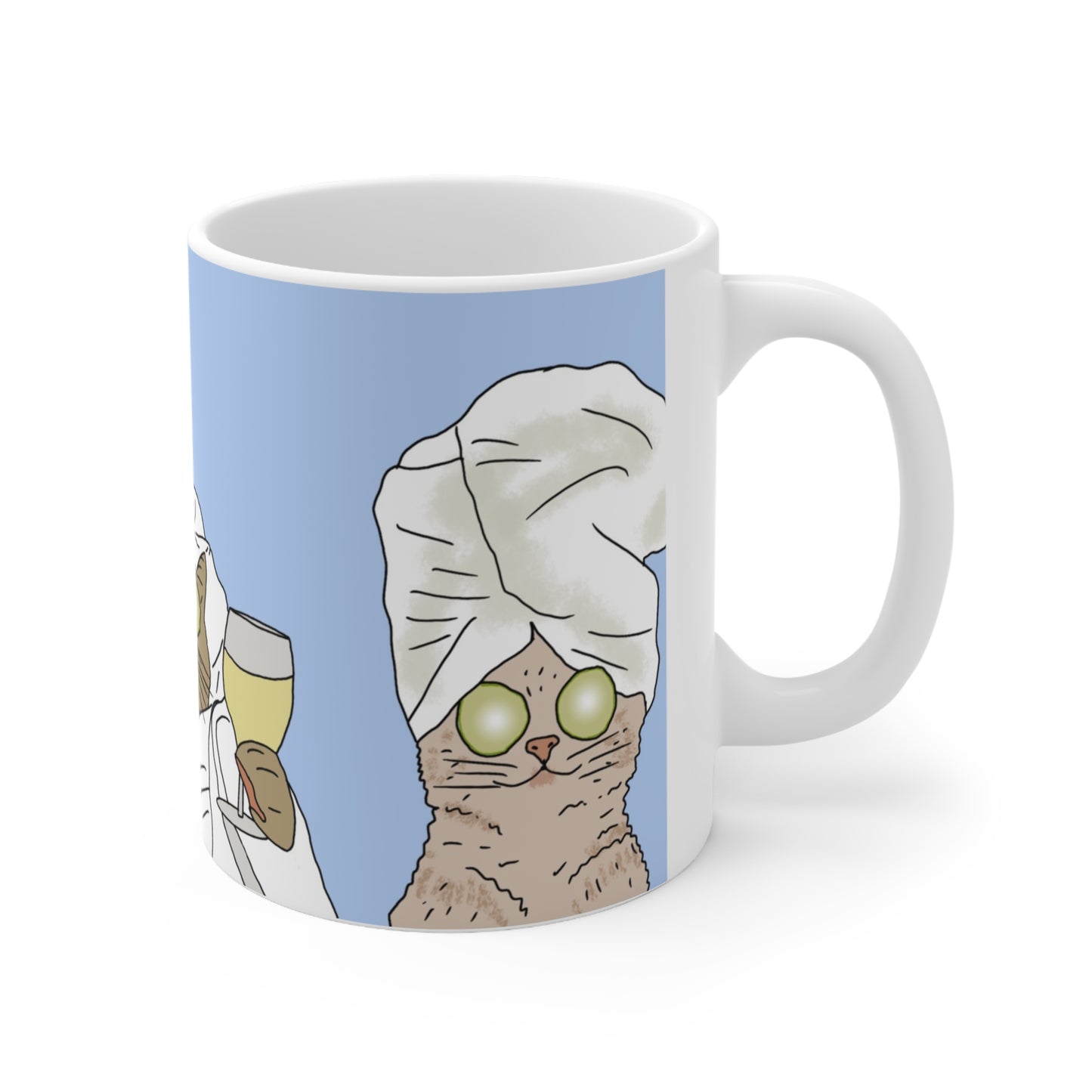 Cat Spa Party Mug — Funny Cats in Robes Coffee Cup