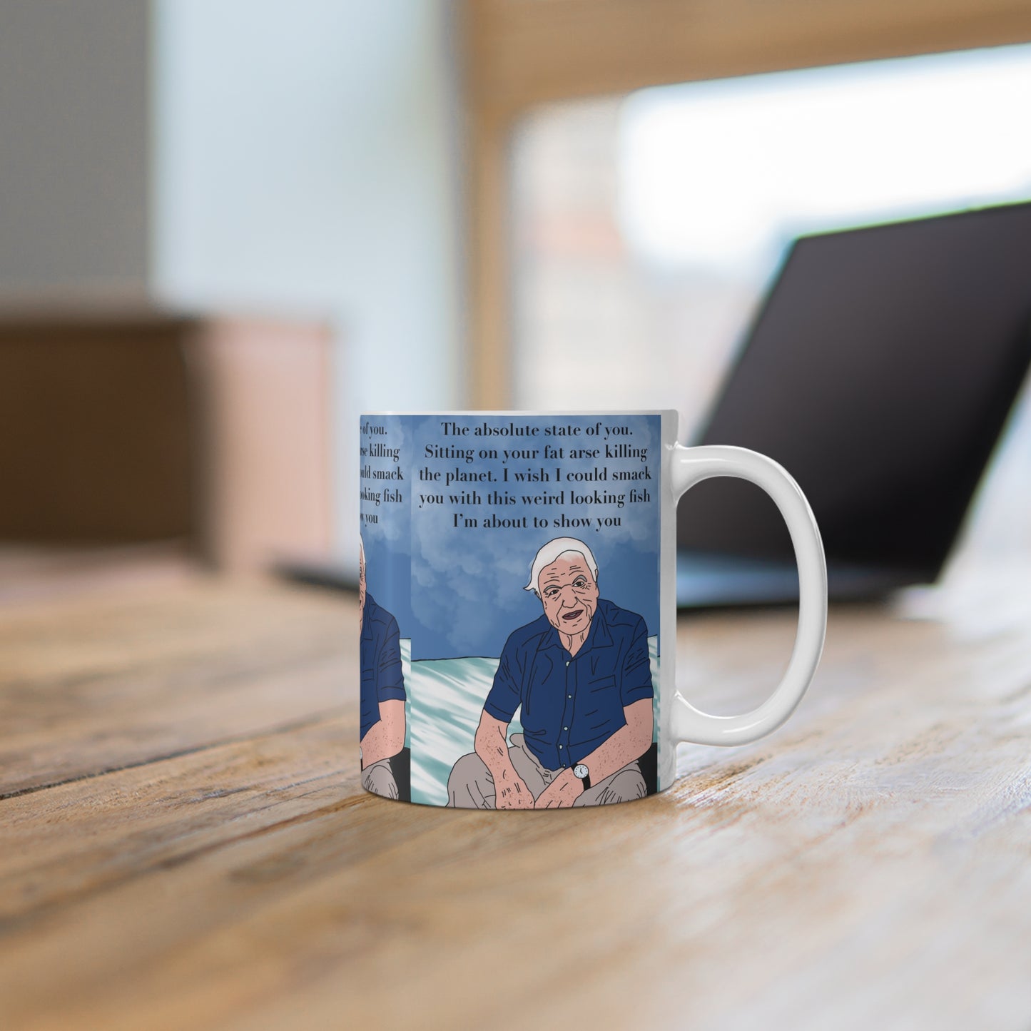 Funny David Attenborough Beach Quote Ceramic Mug