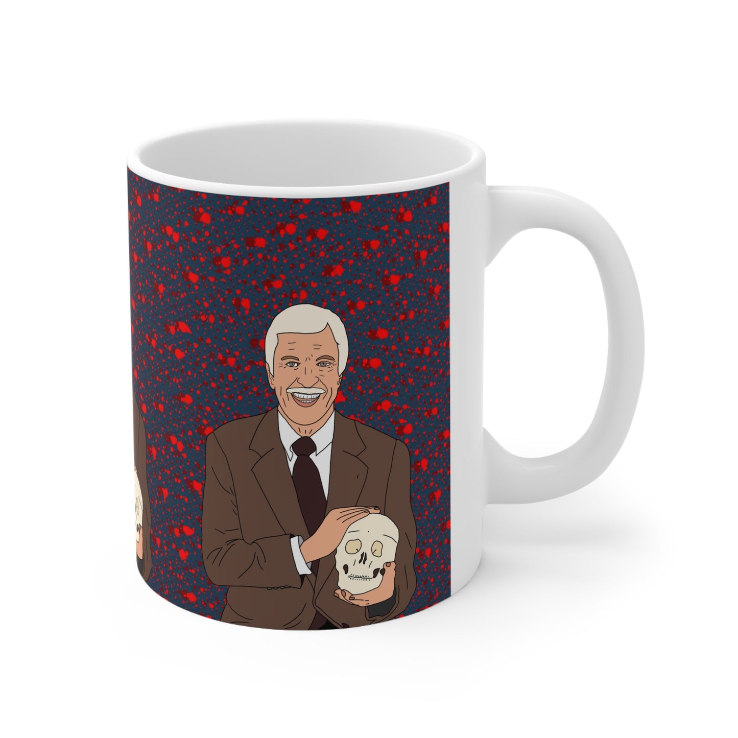 Dick Van Dyke Coffee Mug — Retro Gentleman with Skull Illustration, Quirky