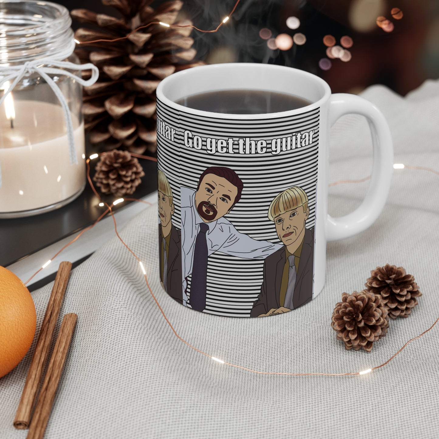 The Office UK Gareth & David Brent Mug — 'Go get the guitar' Ceramic Coffee Cup