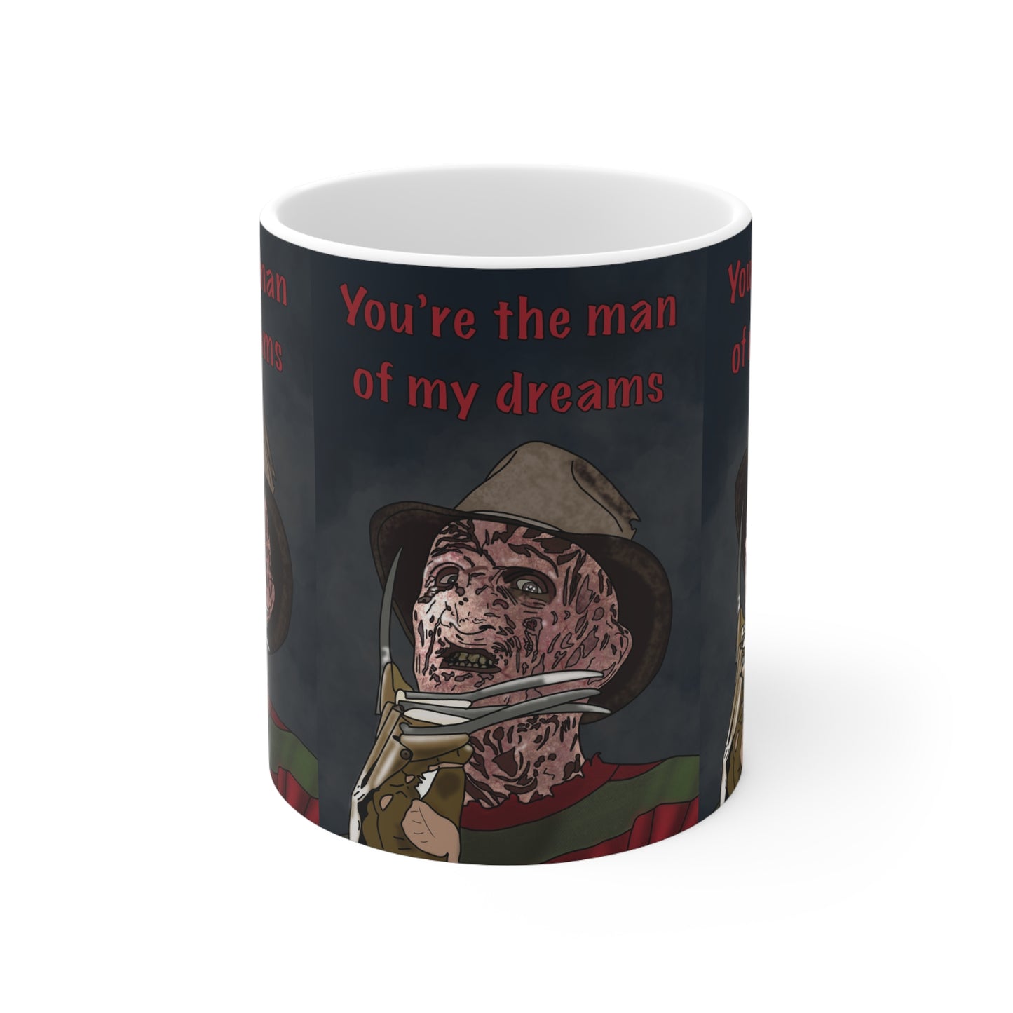 Freddy Krueger Horror Mug – "You’re the Man of My Dreams" Ceramic Coffee Cup