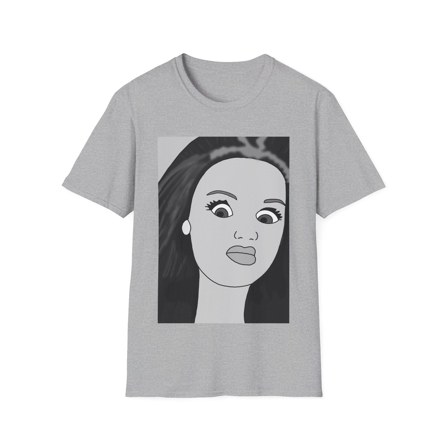 WTF Expression Portrait T-Shirt — Minimal Monochrome Face Art Tee