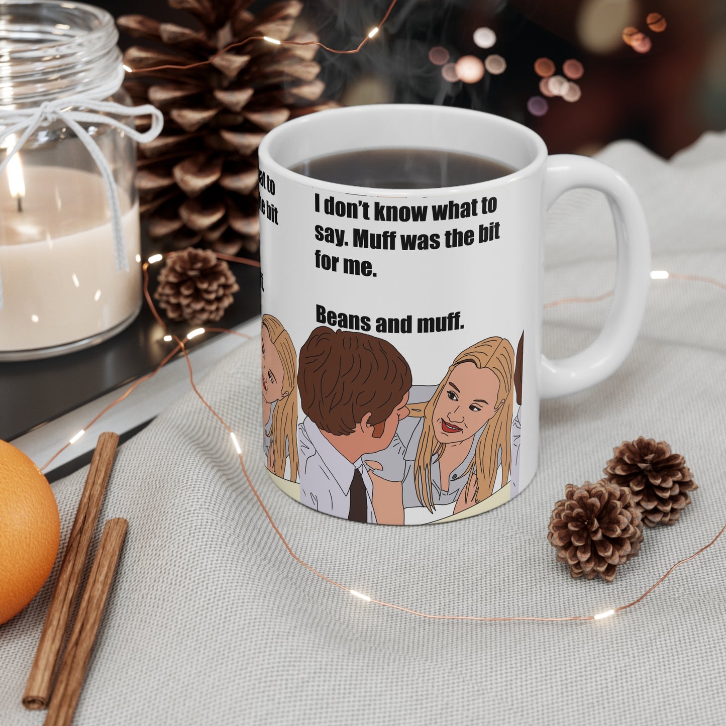 The Office Uk Ceramic Mug — "Beans and Muff" Funny Quote Coffee Cup