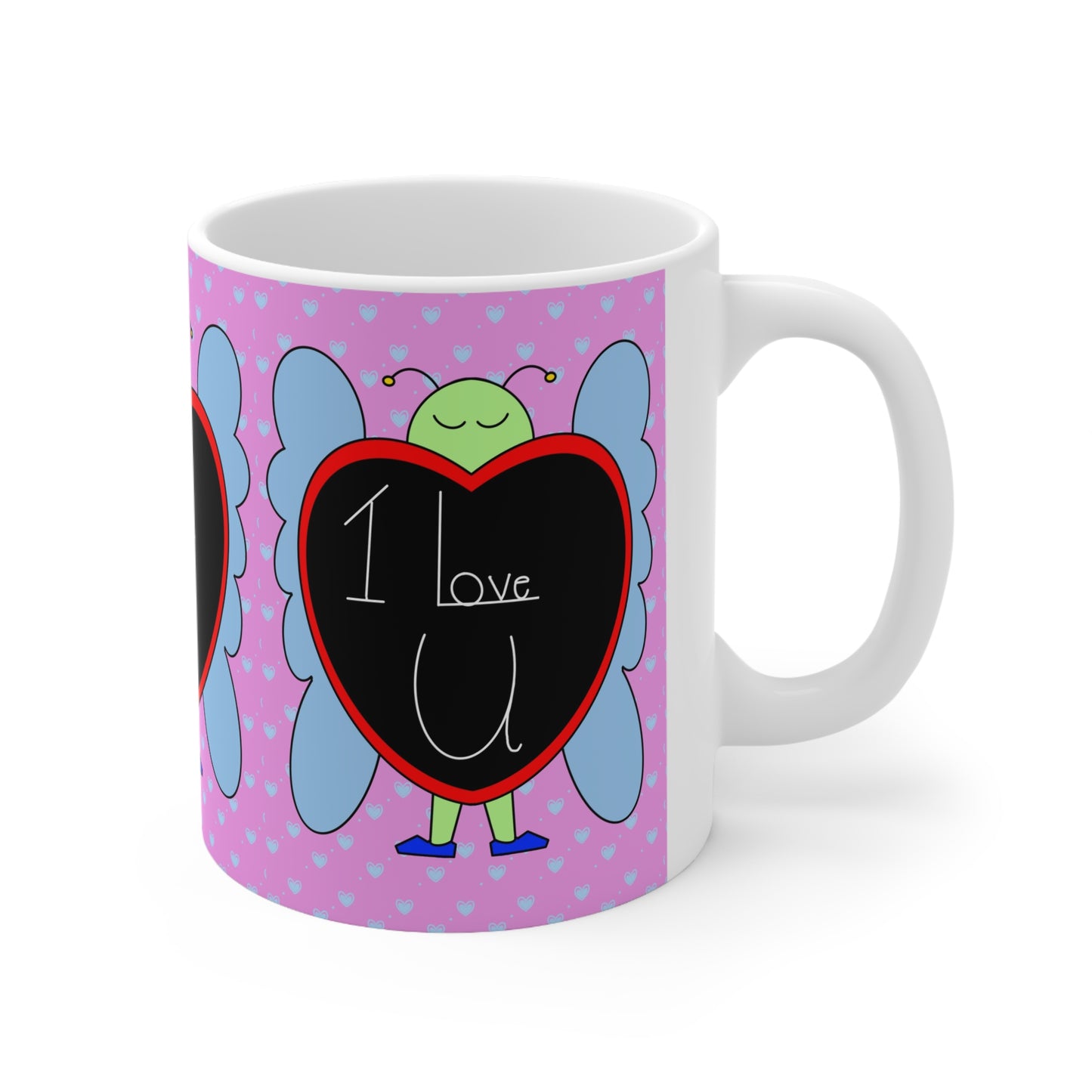 Love bug Mug — "I Love U" Chalkboard Heart Ceramic Coffee Cup