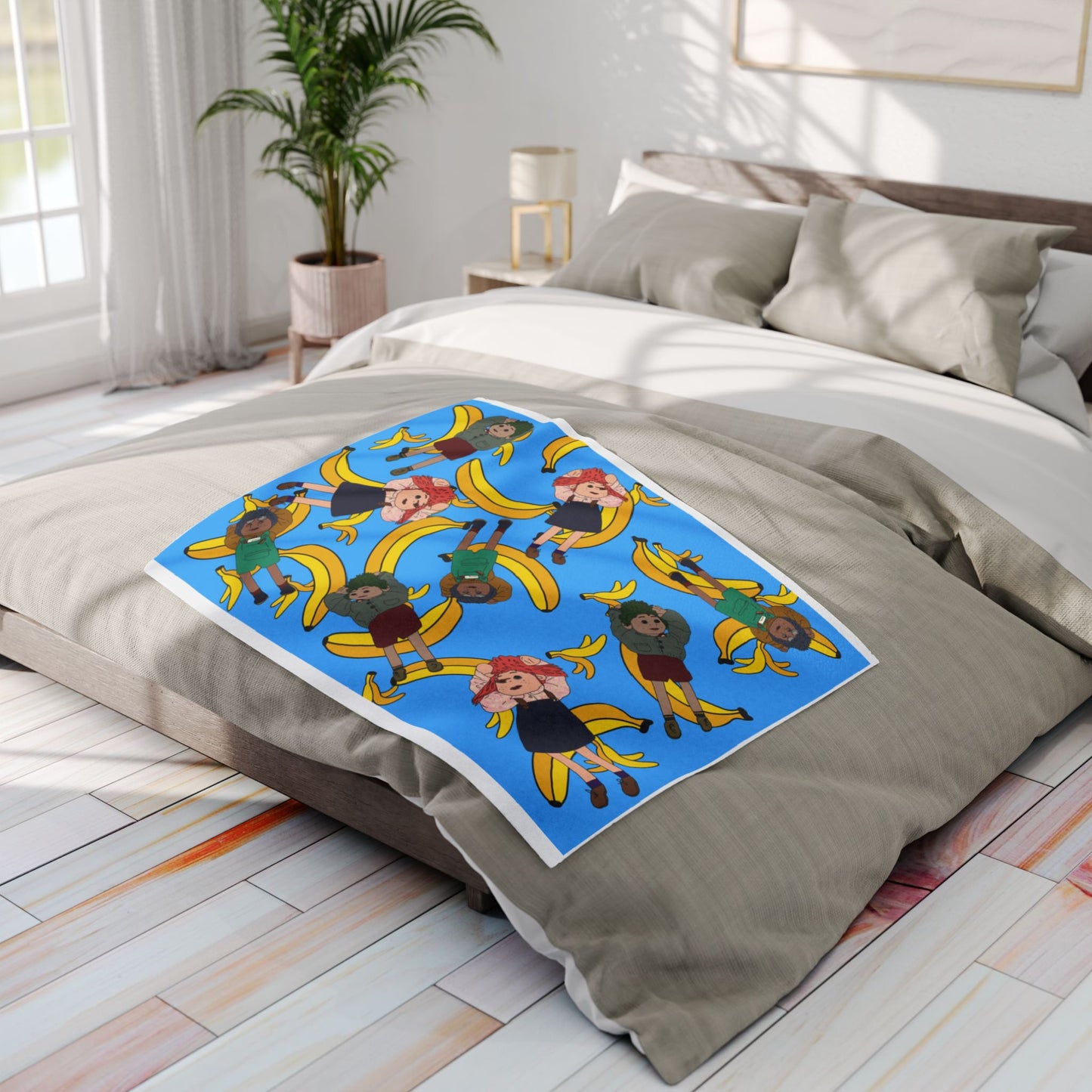 Banana Tots Fleece Blanket — Playful Cartoon Bananas