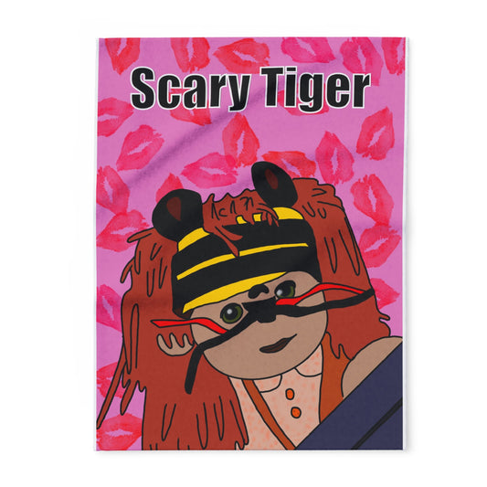 Limited Edition Valentines Day Scary Tiger Pink Kiss-Print Arctic Fleece Blanket